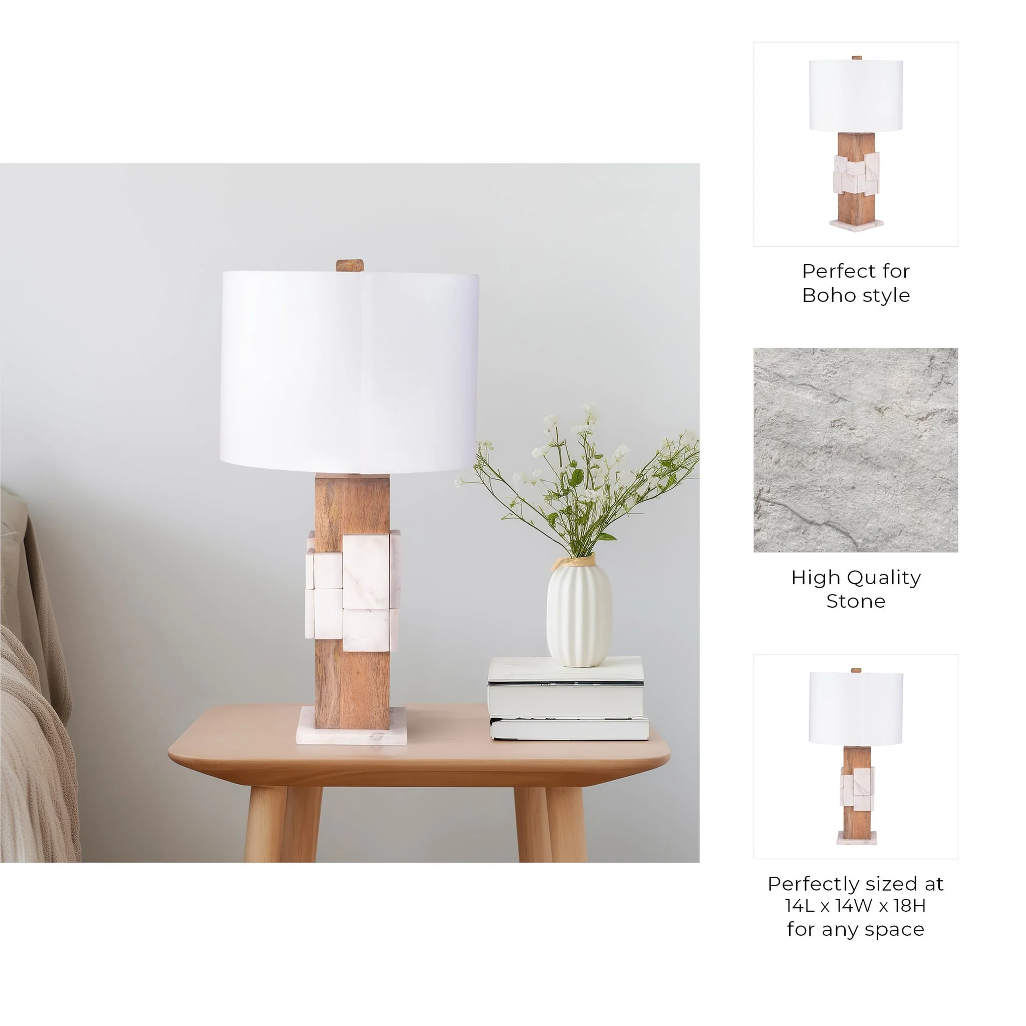 Marble, 18"h Table Lamp, White - Image 8