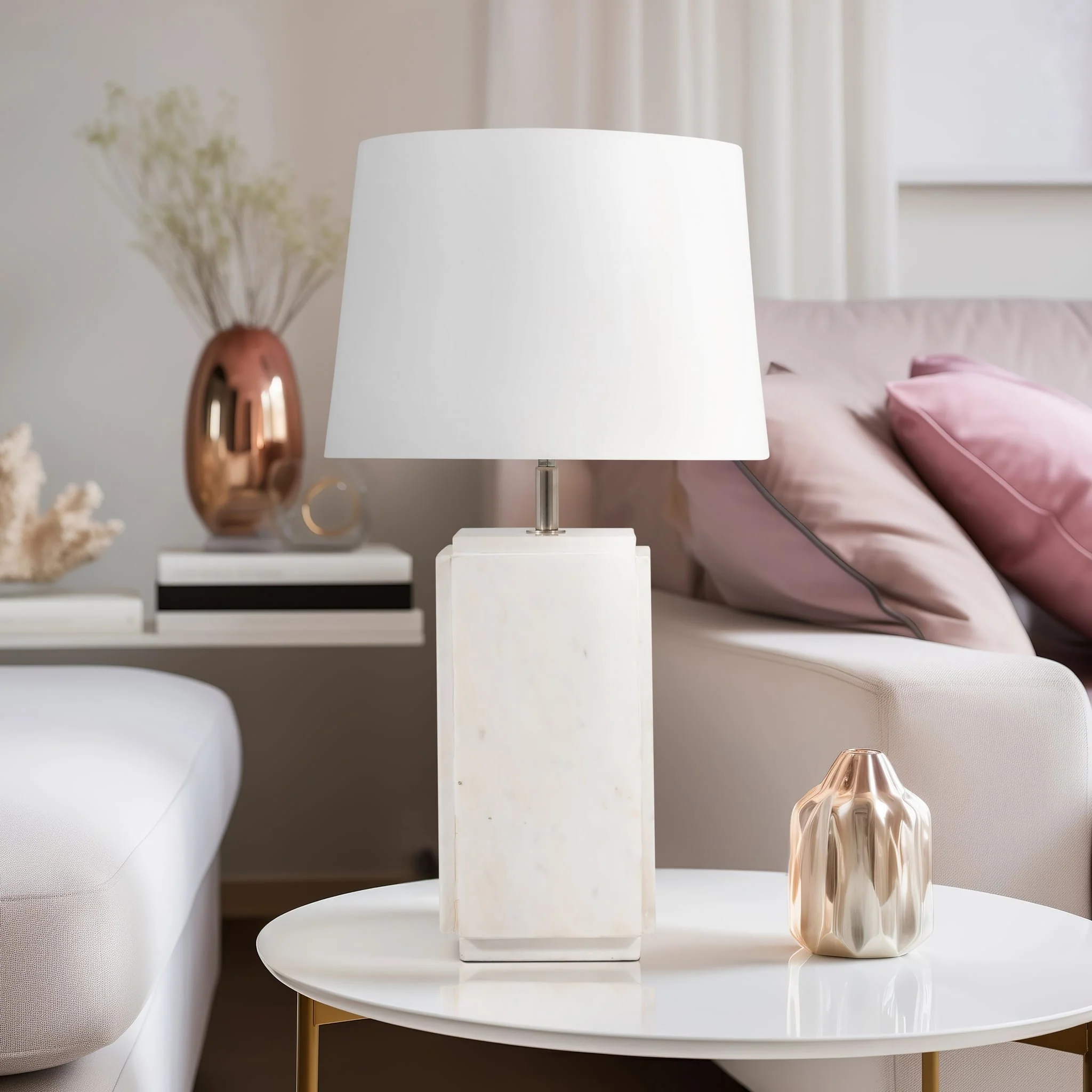 Marble, 27"h Fluted Table Lamp, White/offwht, 2bx - Image 9
