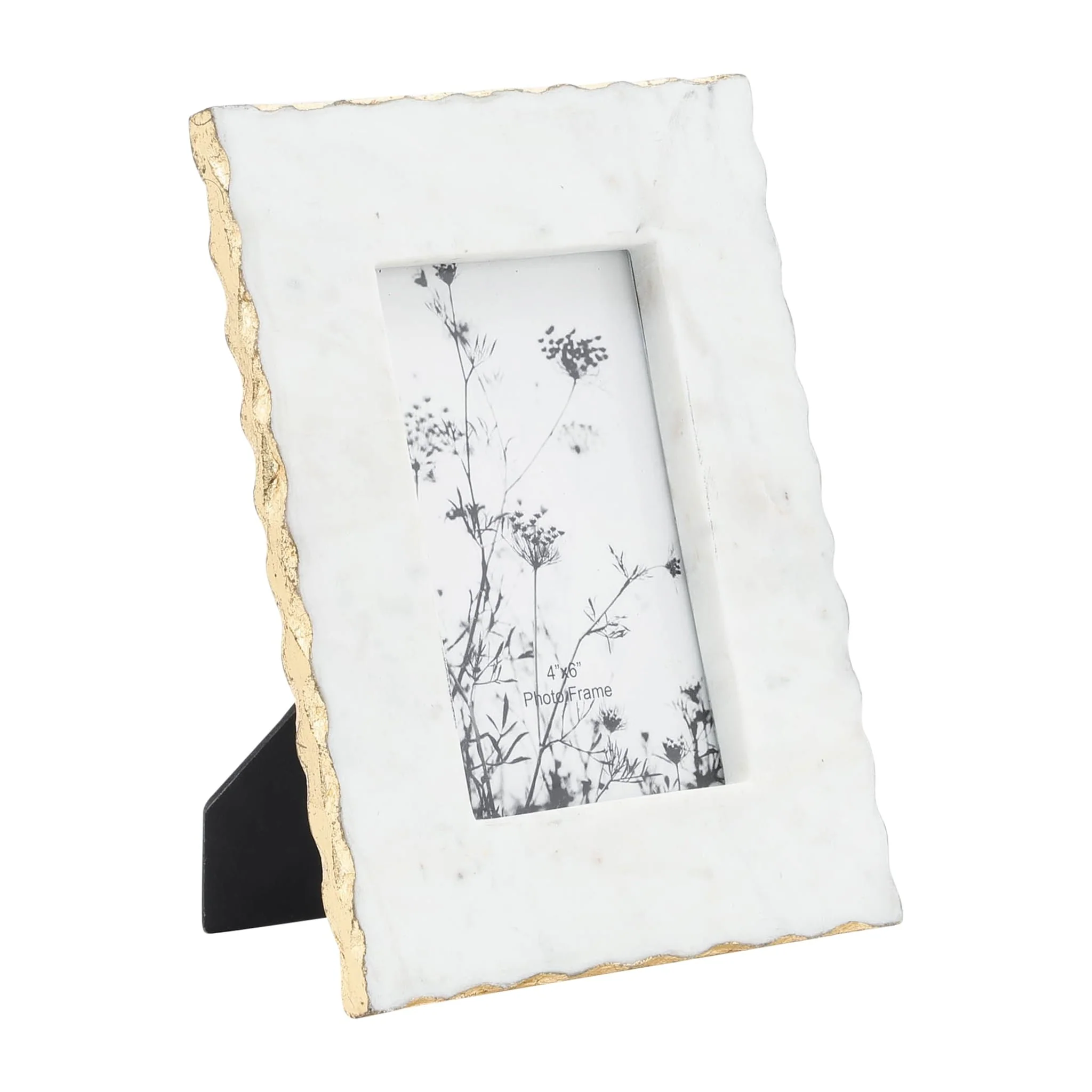 Marble, 4x6 Jagged Photo Frame W/ Gold Trim, Whit - Image 2