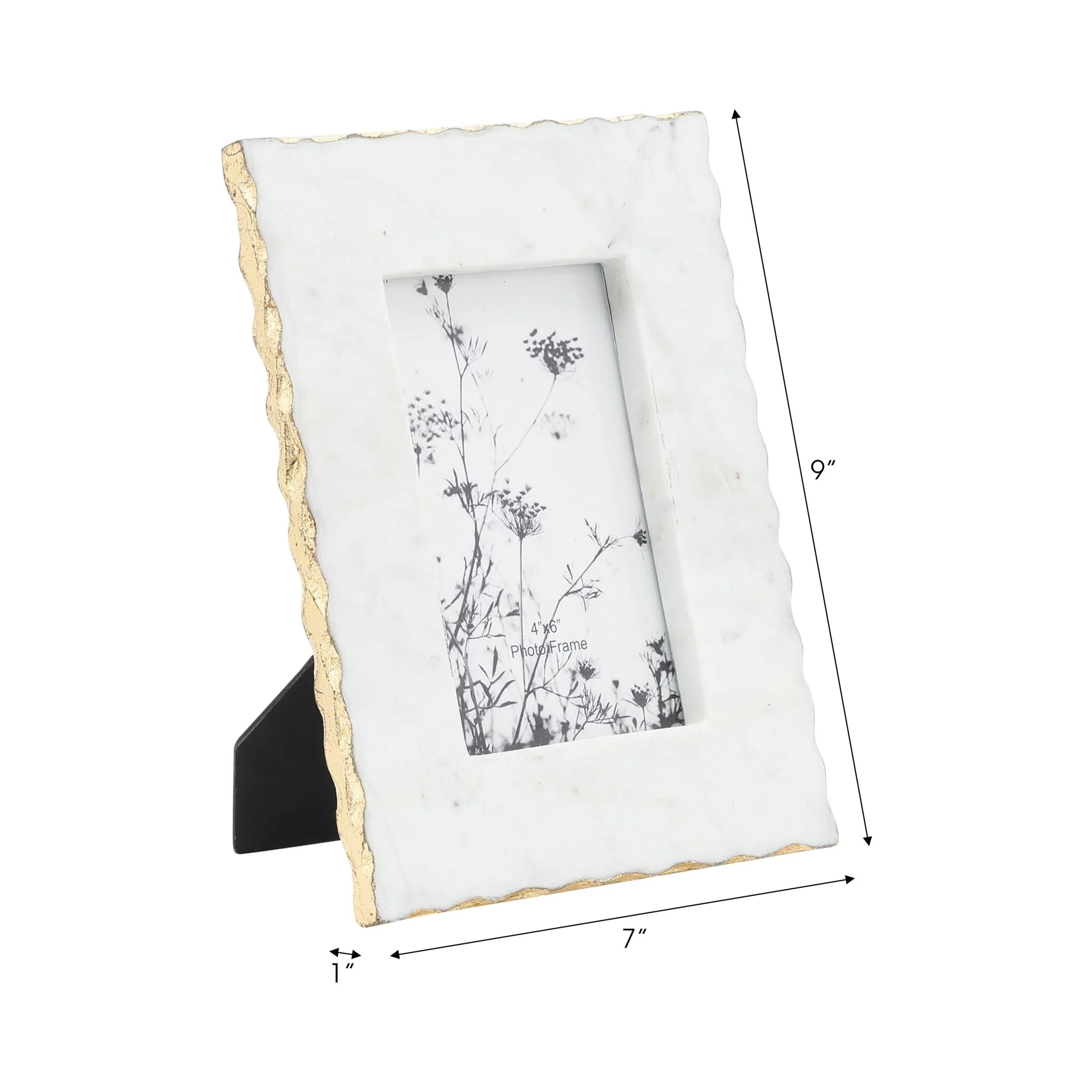 Marble, 4x6 Jagged Photo Frame W/ Gold Trim, Whit - Image 7