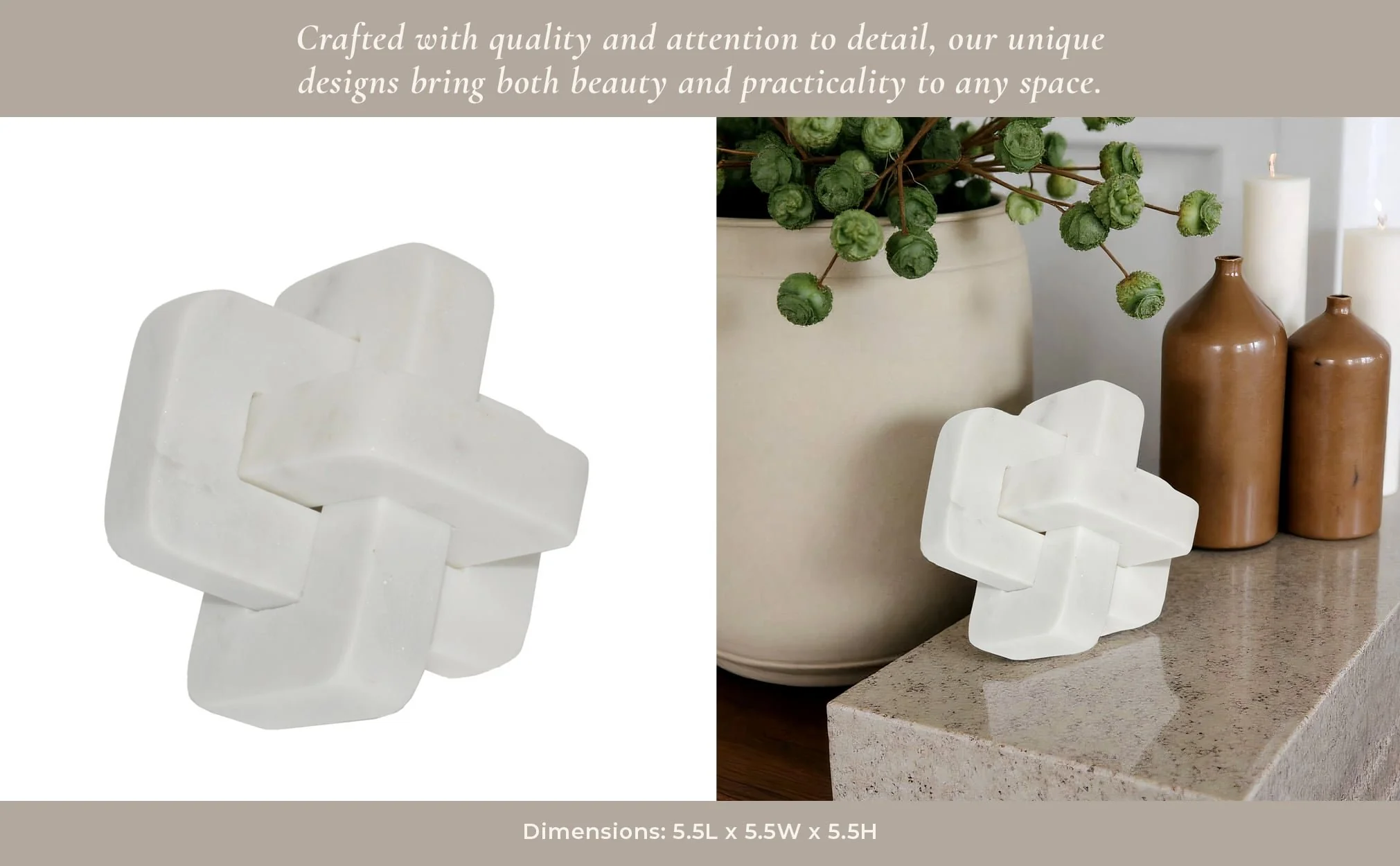 Marble, 5" Geometric Orb, White - Image 5