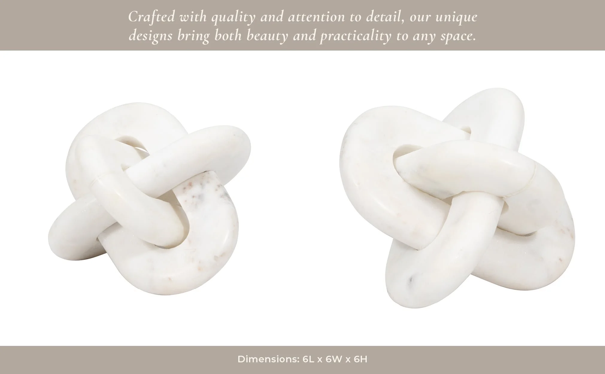Marble, 6" Knot Decor, White - Image 12