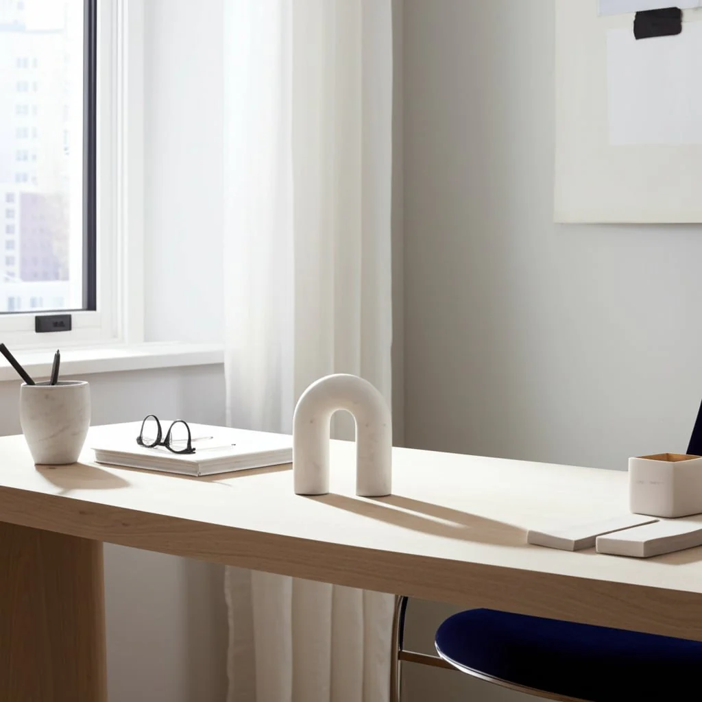Marble, 6" Rounded Horseshoe Table Top Deco, White - Image 13