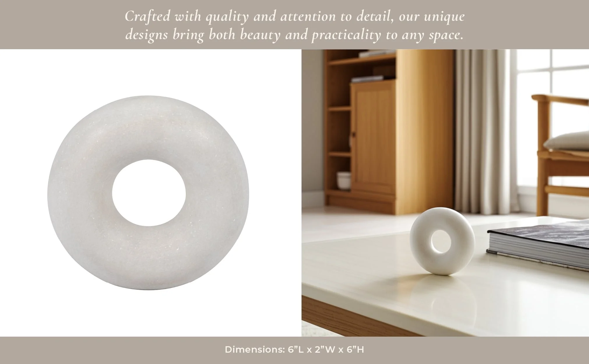 Marble, 6"  Sculpture, White - Image 13