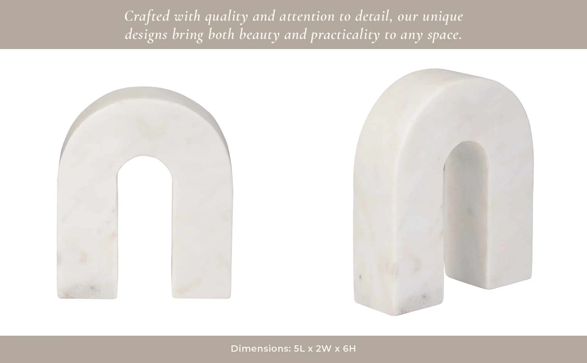 Marble, 6"h Horseshoe Tabletop Deco, White - Image 15
