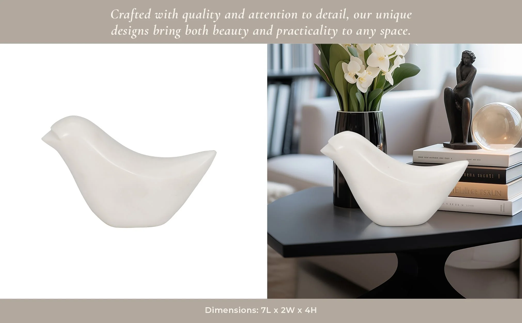 Marble, 7" Bird, White - Image 10