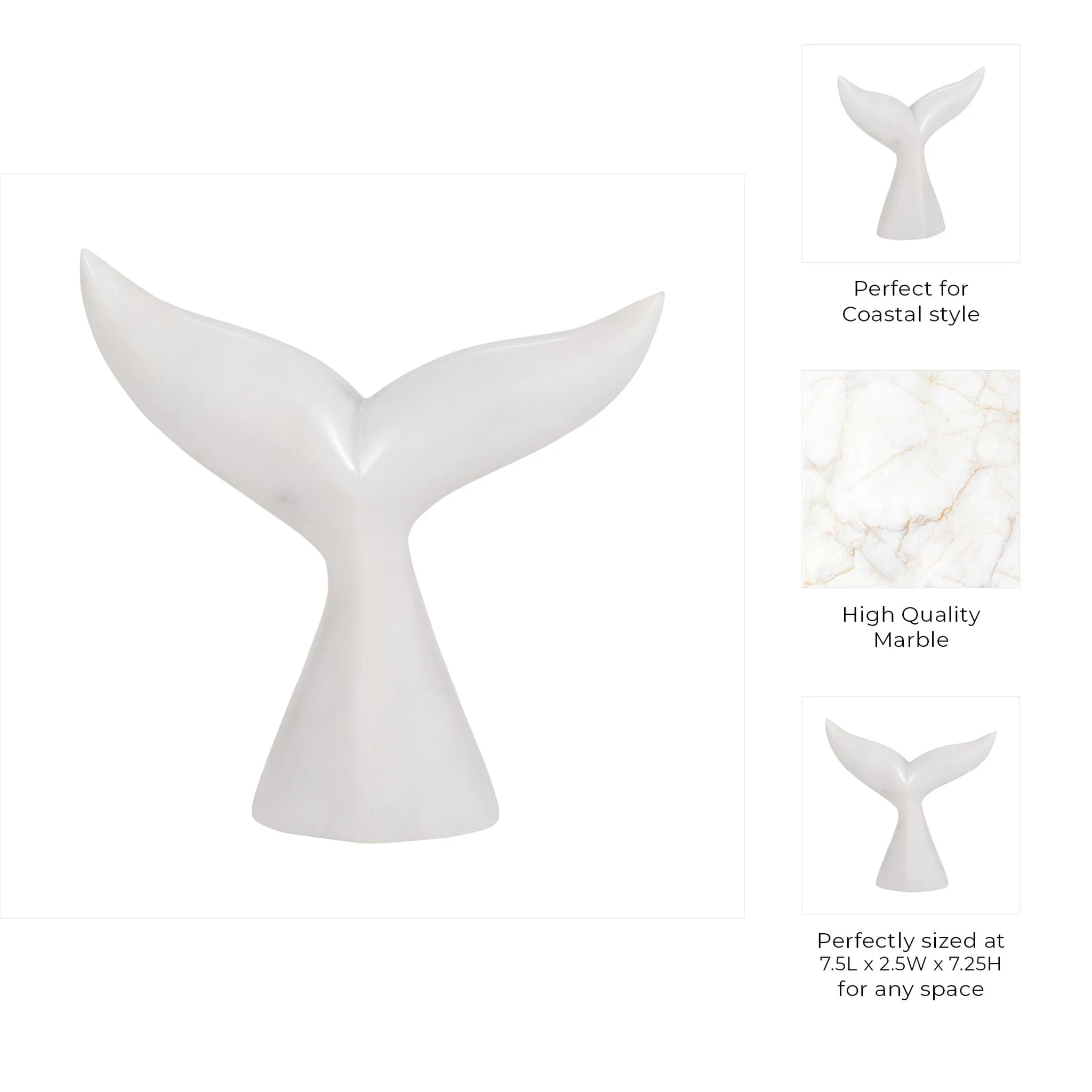 Marble, 7" Whale Tail, White - Image 9
