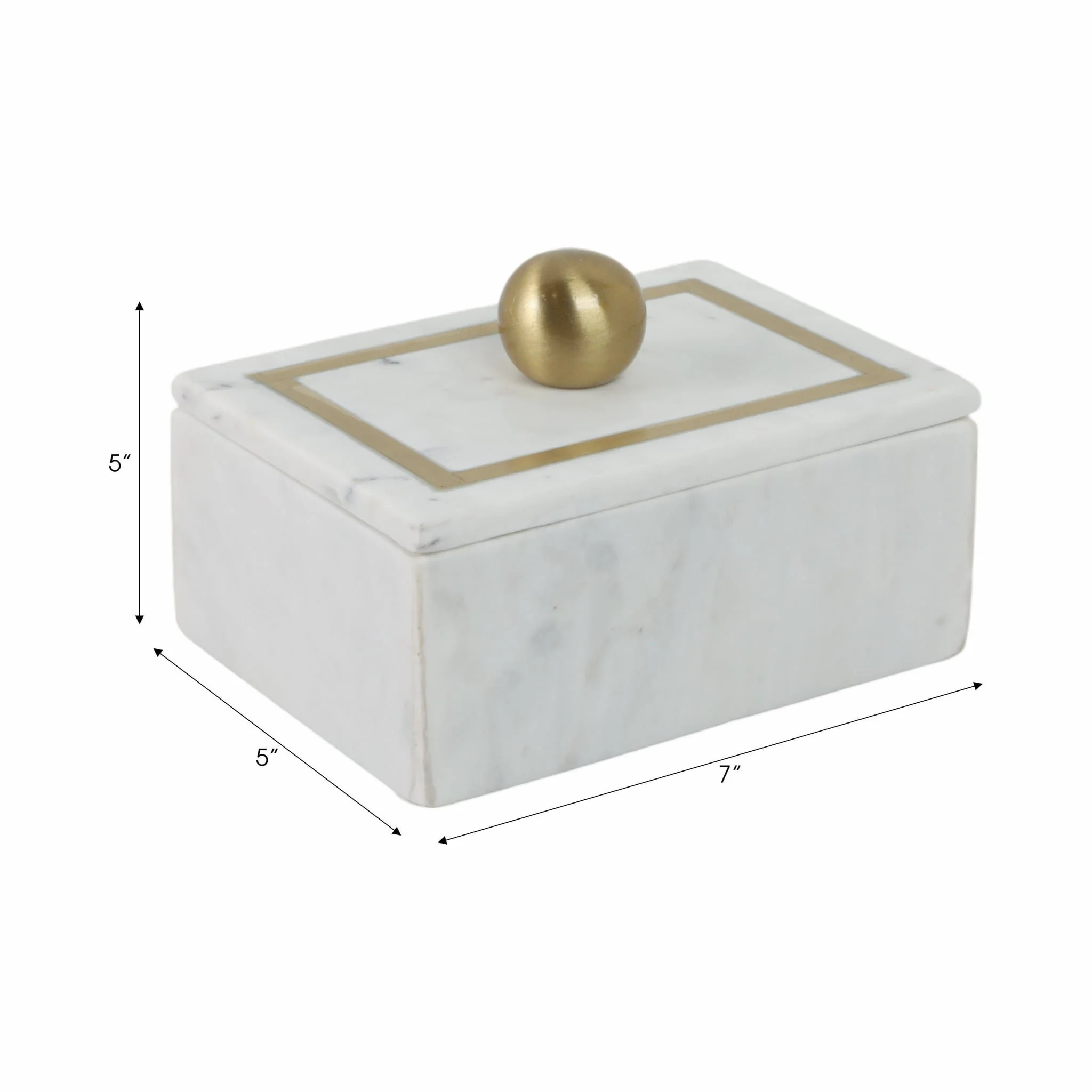 Marble, 7x5 Rectangular Box - Knob, White - Image 3
