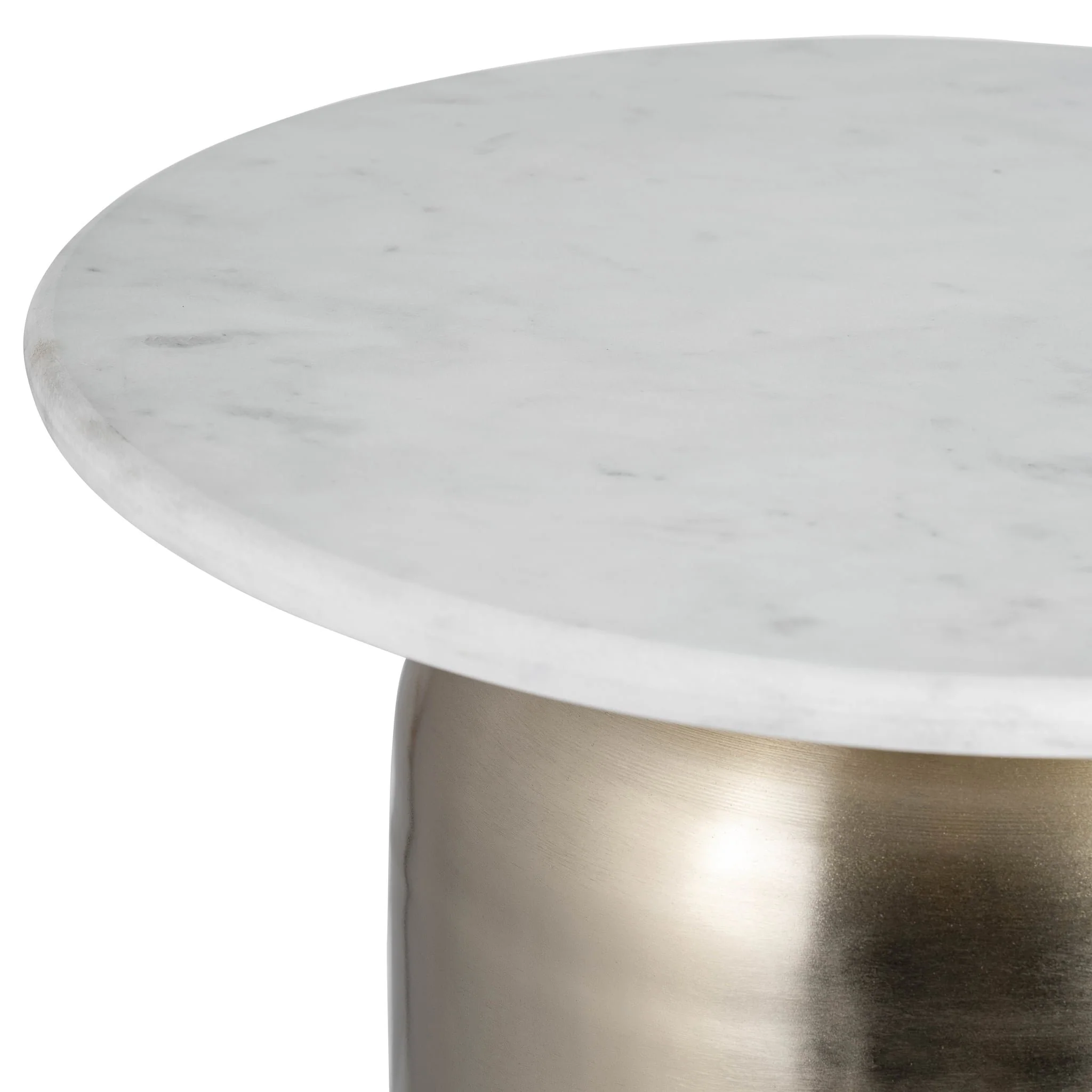 Marble/metal, 16"dx23"h Side Table, Wht/gld - Image 3