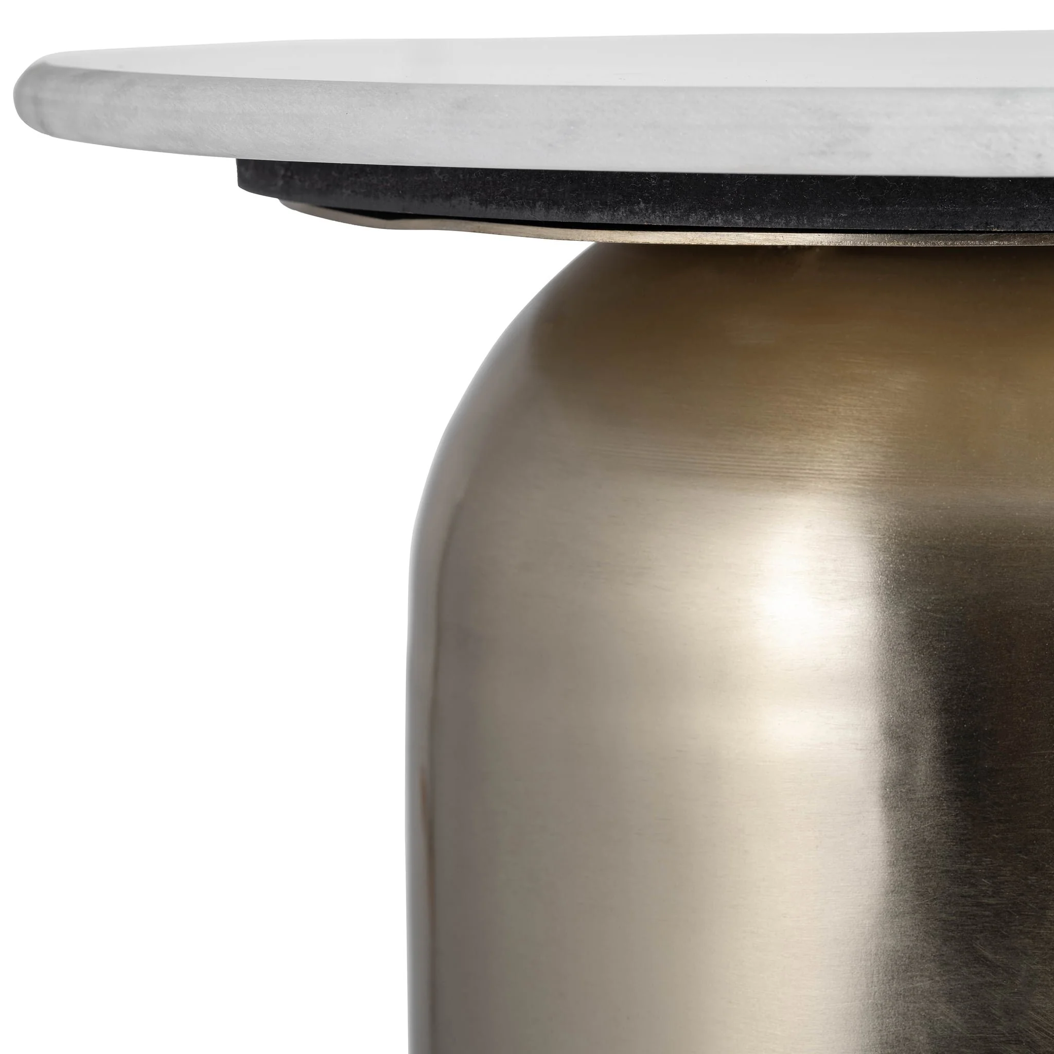 Marble/metal, 16"dx23"h Side Table, Wht/gld - Image 4