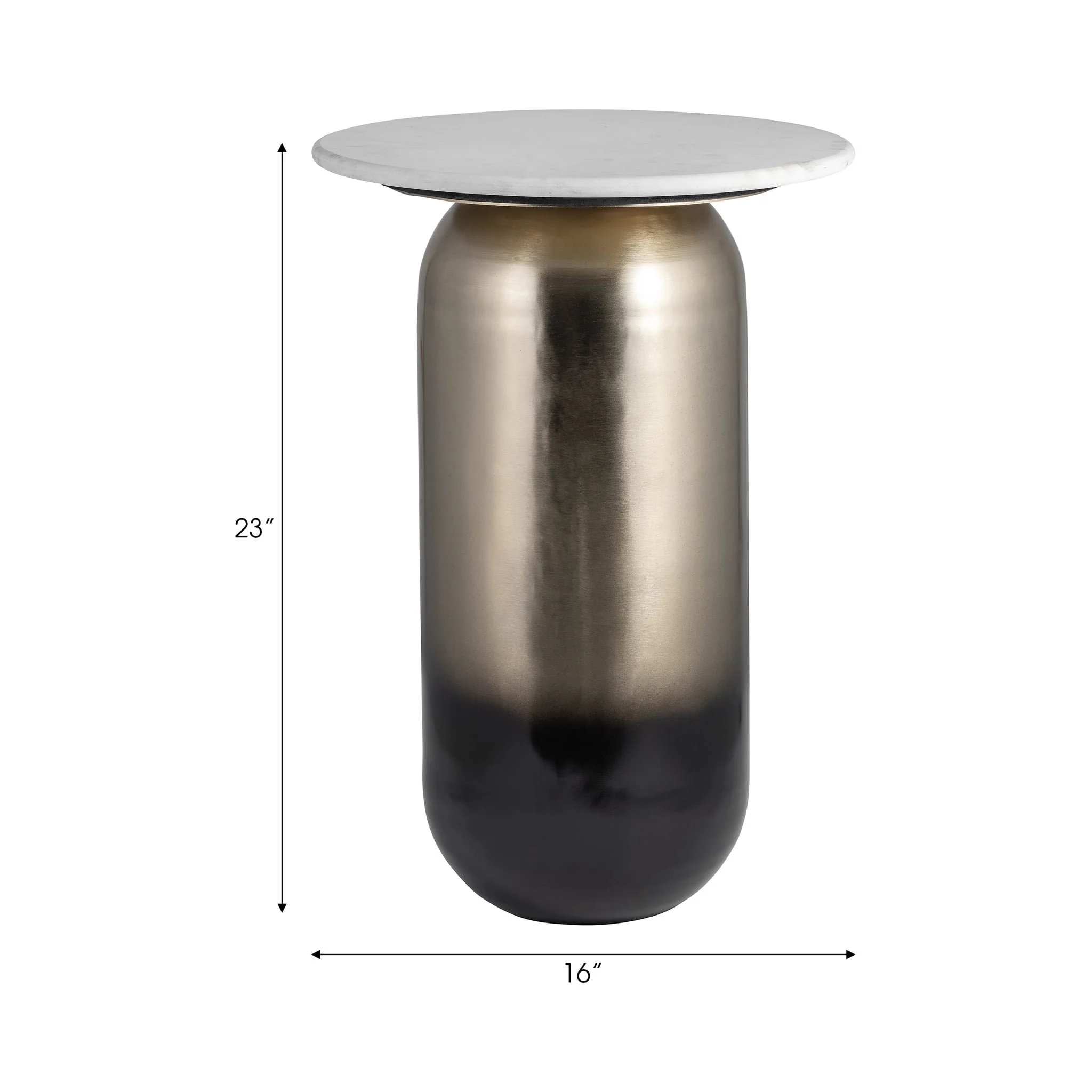 Marble/metal, 16"dx23"h Side Table, Wht/gld - Image 6