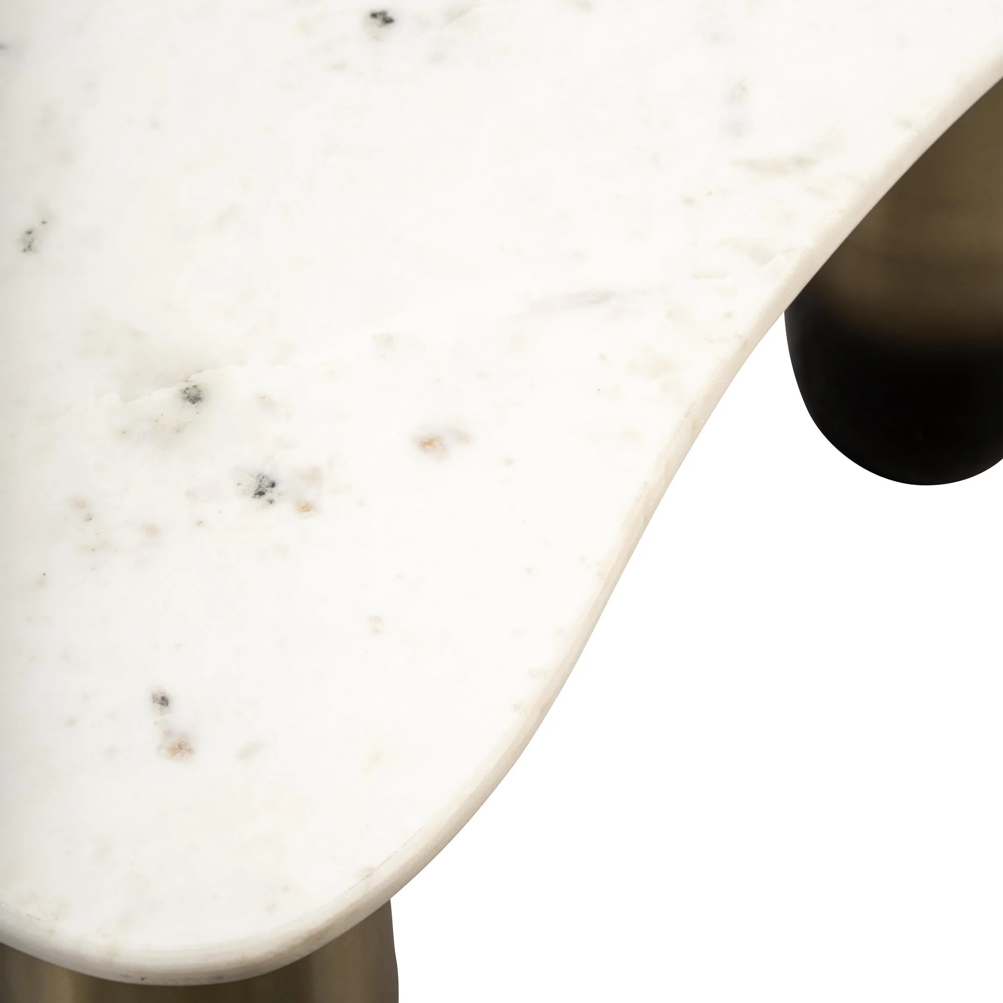 Marble/metal, 30"dx16"h Coffee Table, Wht/gld - Image 5