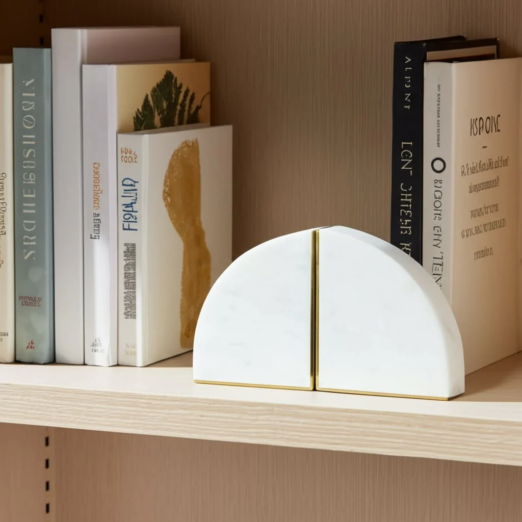 Marble, S/2 5" Pie Bookends, White - Image 12