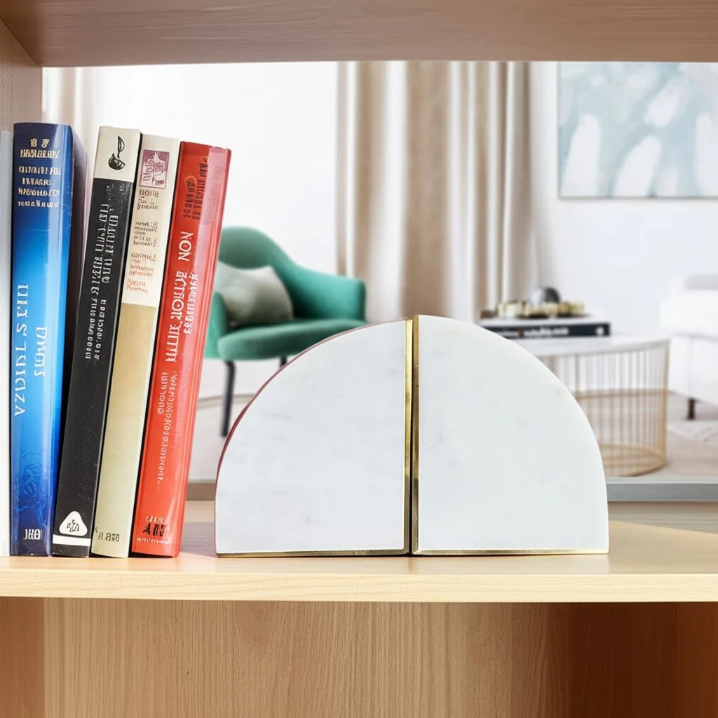 Marble, S/2 5" Pie Bookends, White - Image 13