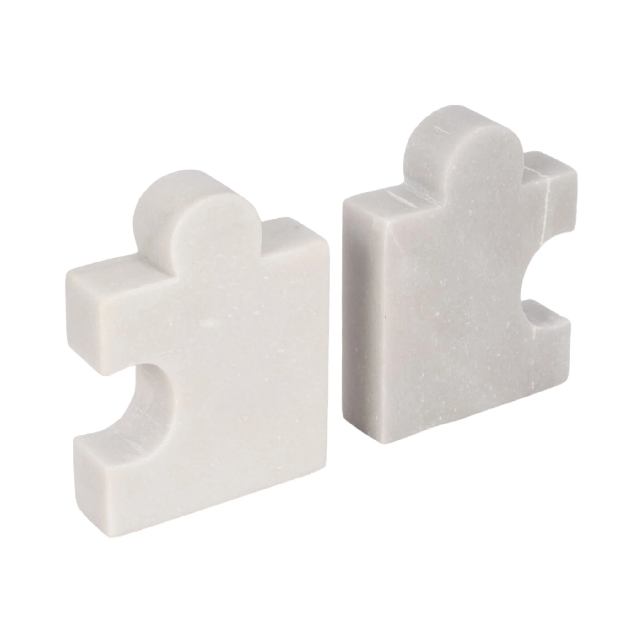 Marble, S/2 5" Puzzle Piece Bookends, White - Image 3
