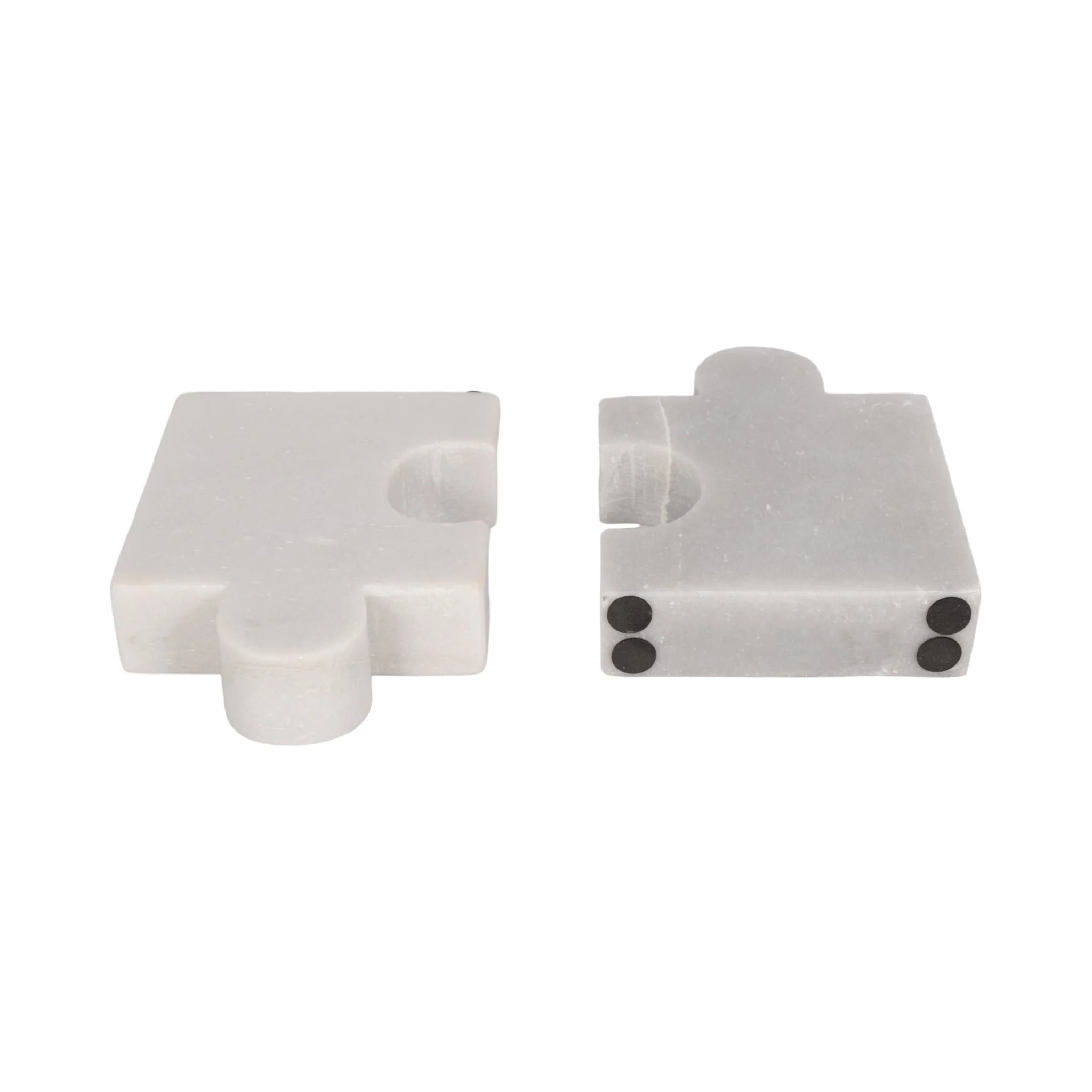 Marble, S/2 5" Puzzle Piece Bookends, White - Image 6