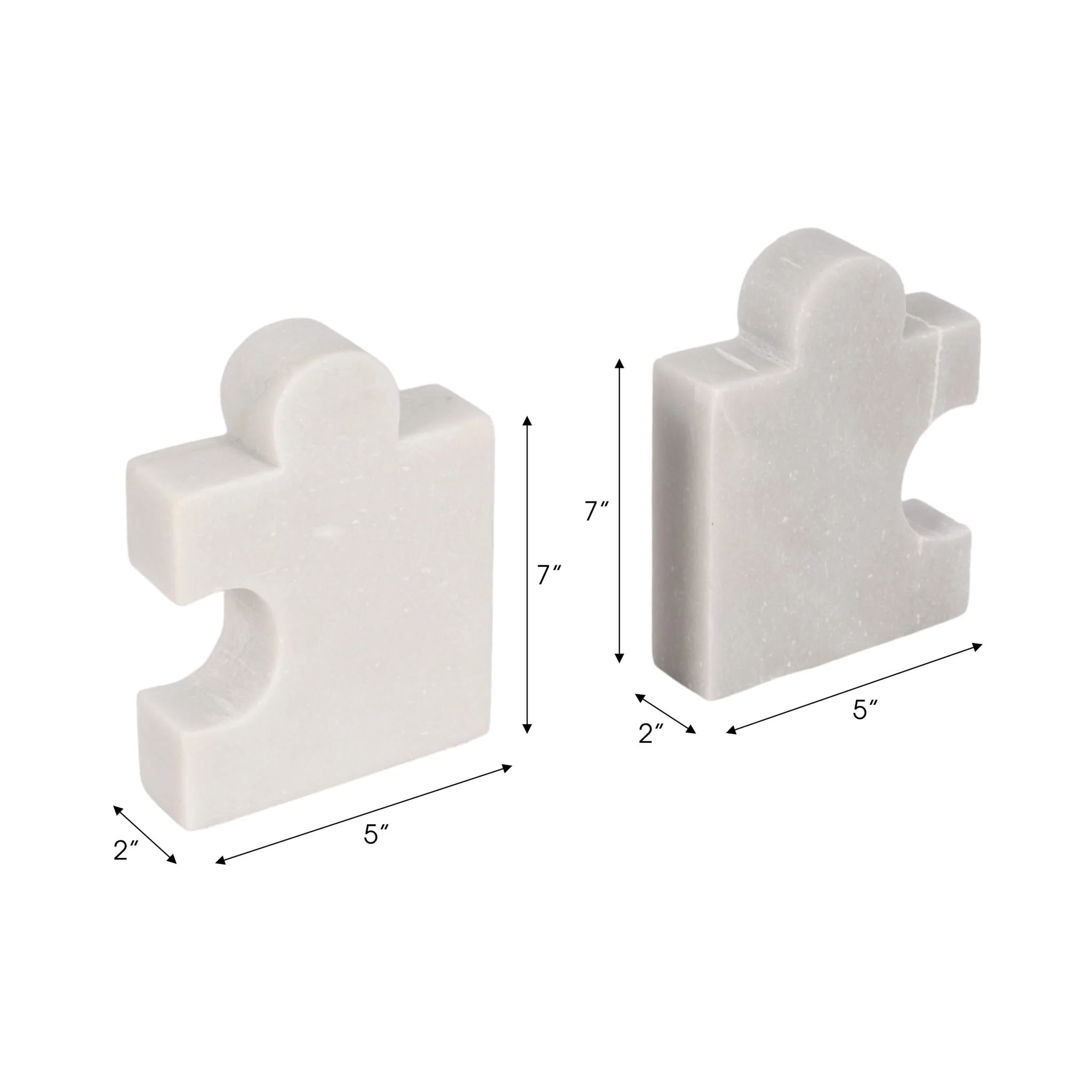 Marble, S/2 5" Puzzle Piece Bookends, White - Image 7
