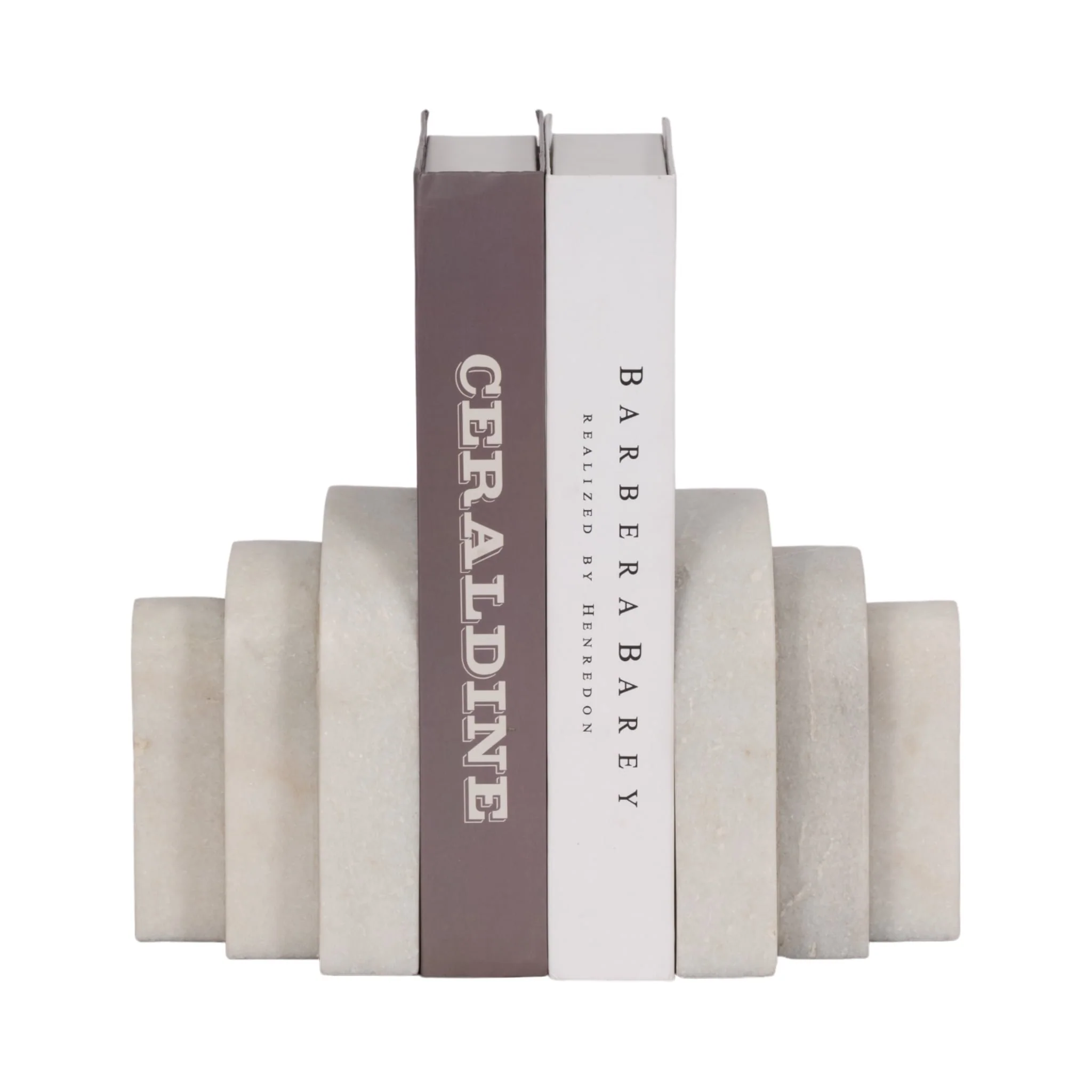 Marble, S/2 6", Layered Arches Bookends,white - Image 2