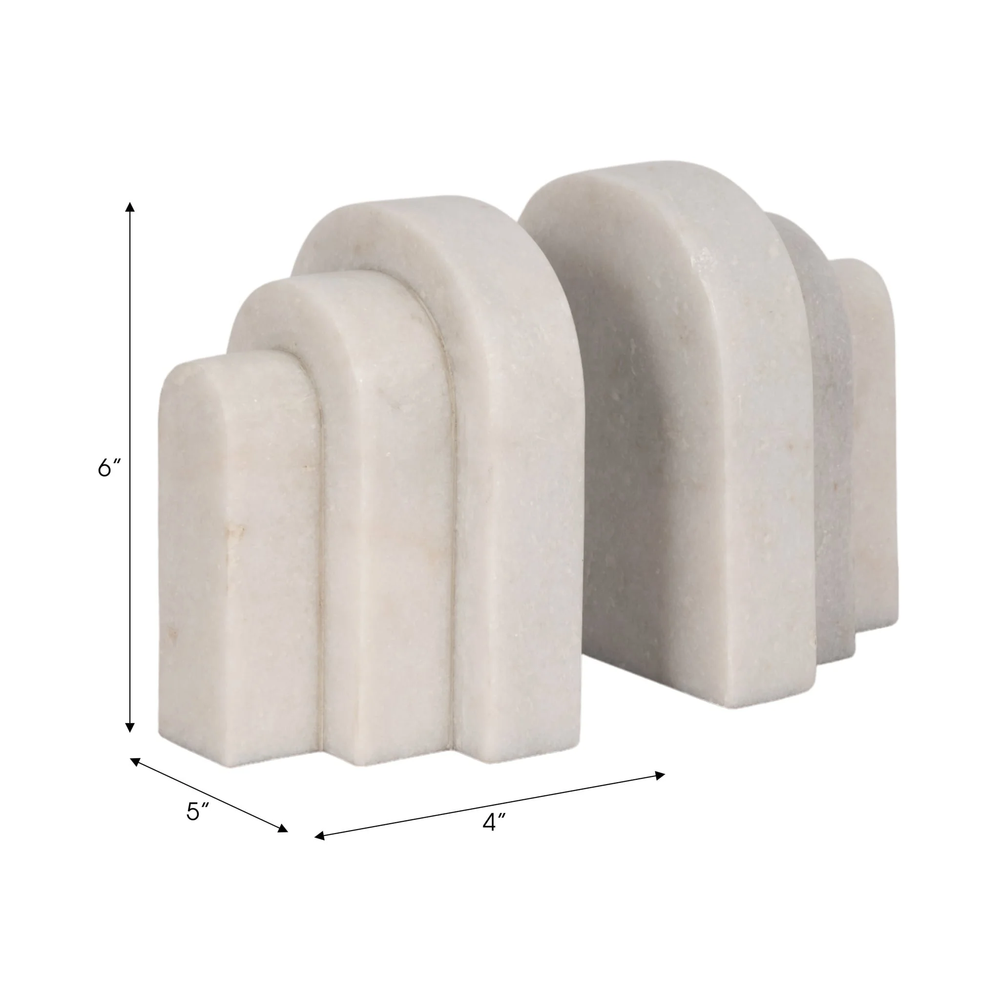 Marble, S/2 6", Layered Arches Bookends,white - Image 7