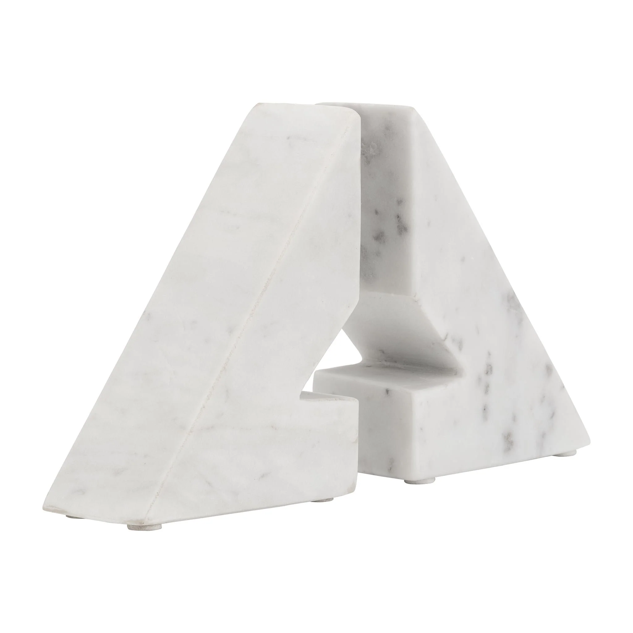 Marble, S/2 6"h Right Triangle Bookends, White - Image 3