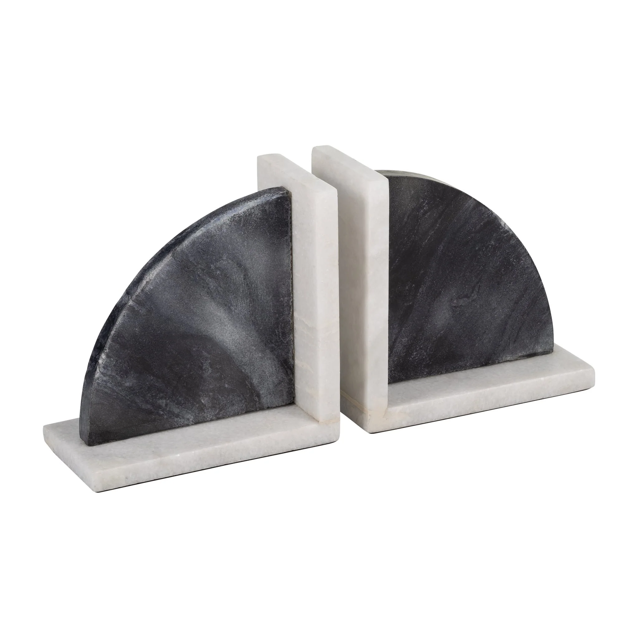 Marble,s/2 6"h,rounded Bookends,black/white - Image 2