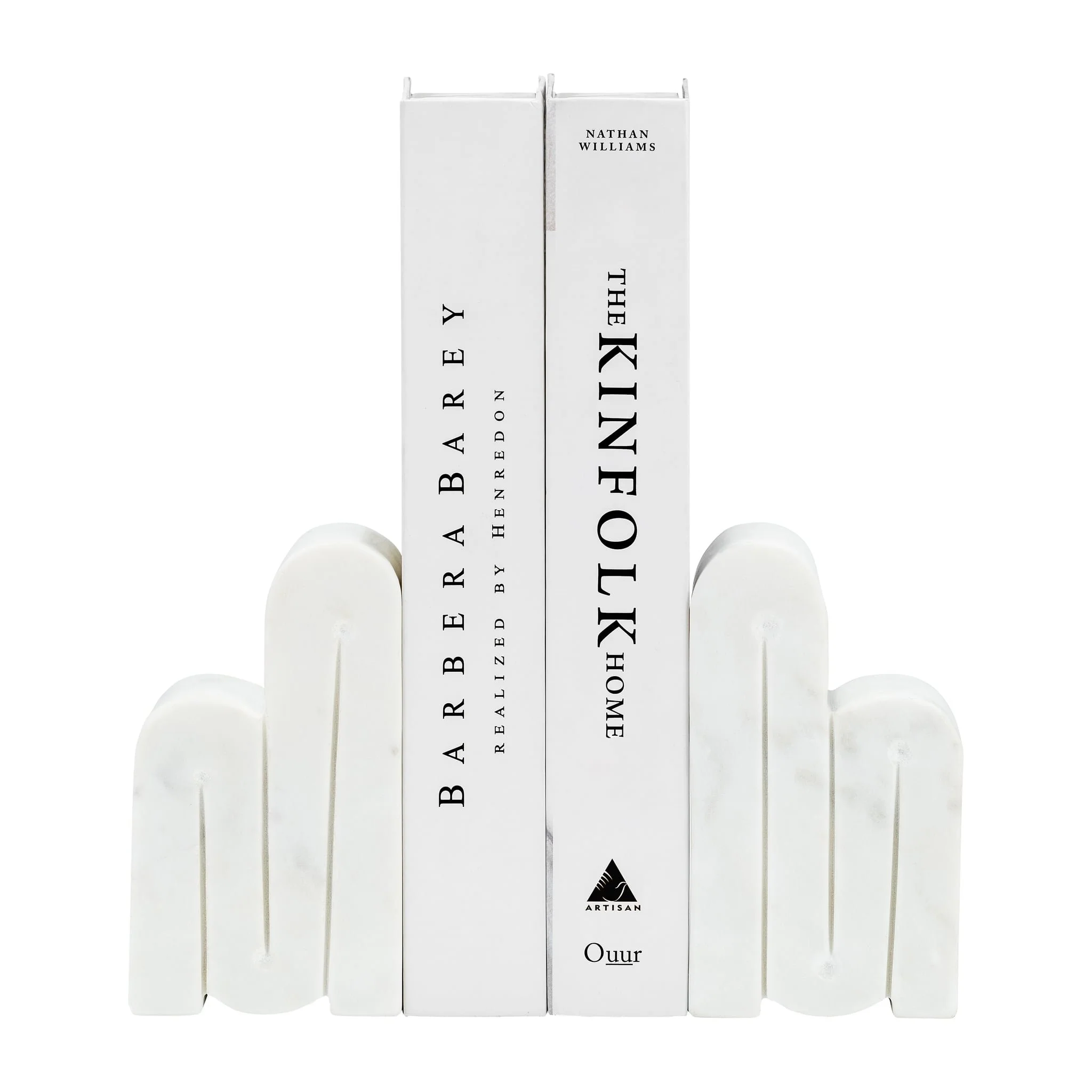 Marble, S/2 6"h Swirly Bookends, White - Image 3