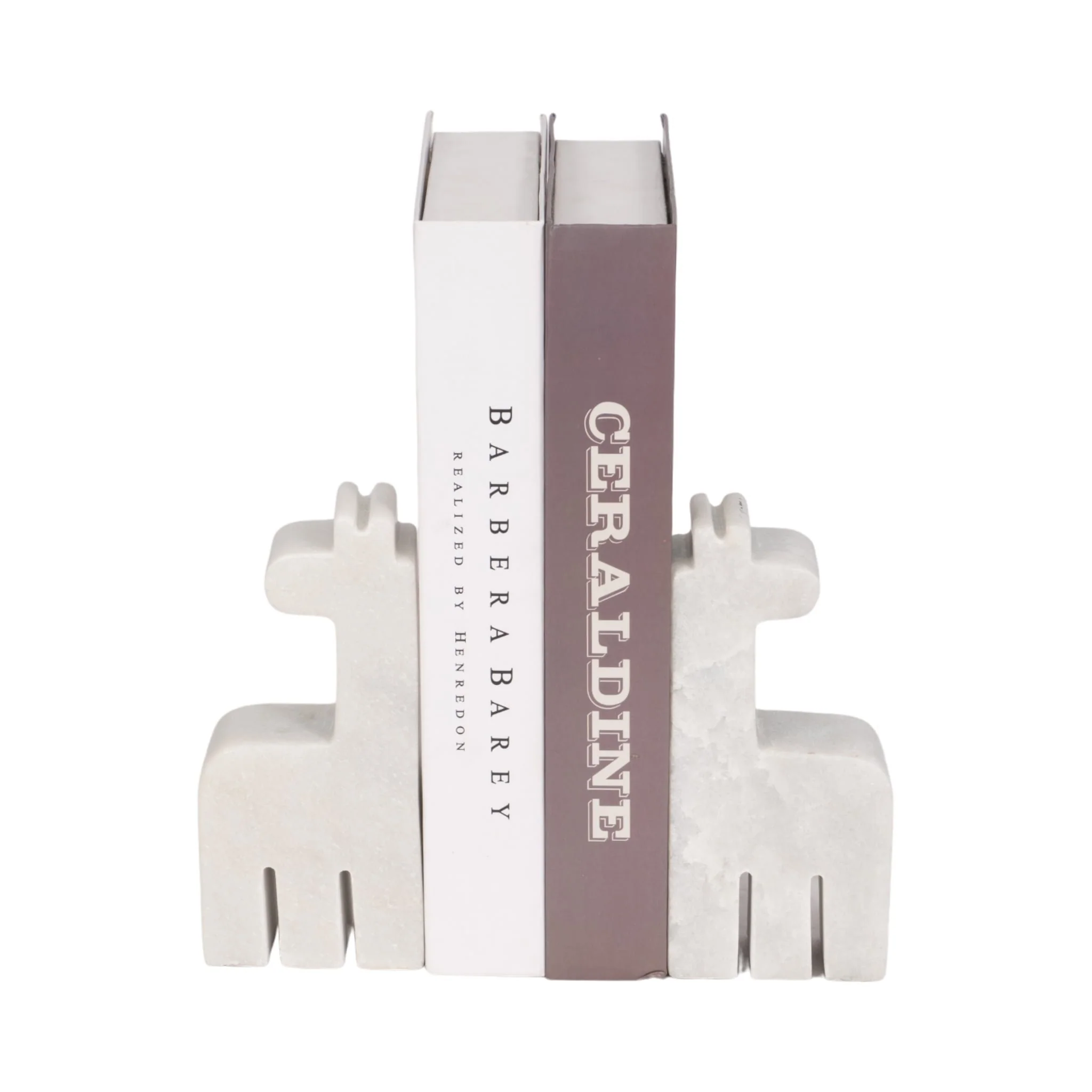 Marble, S/2 7" Giraffe Bookends, White - Image 2