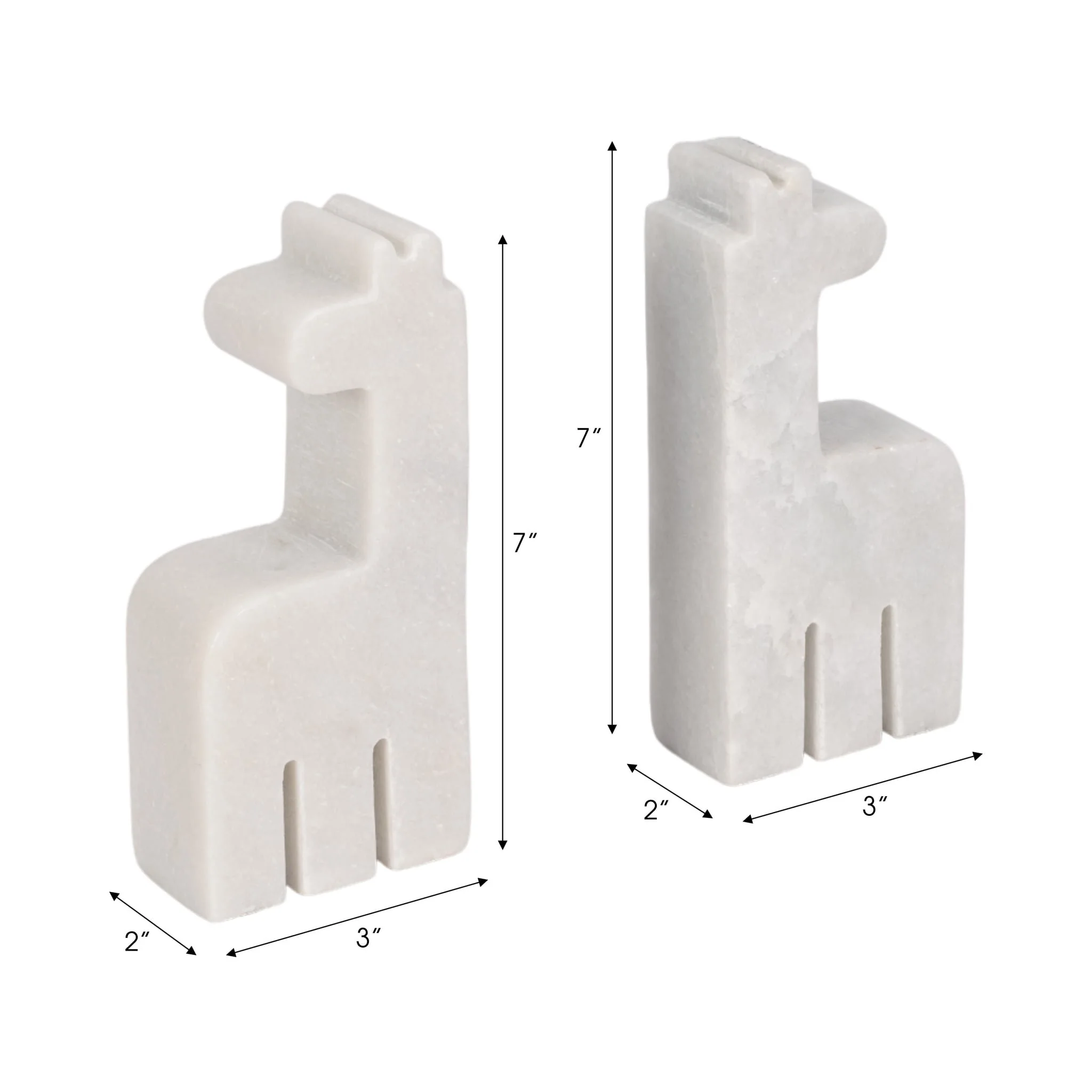 Marble, S/2 7" Giraffe Bookends, White - Image 7