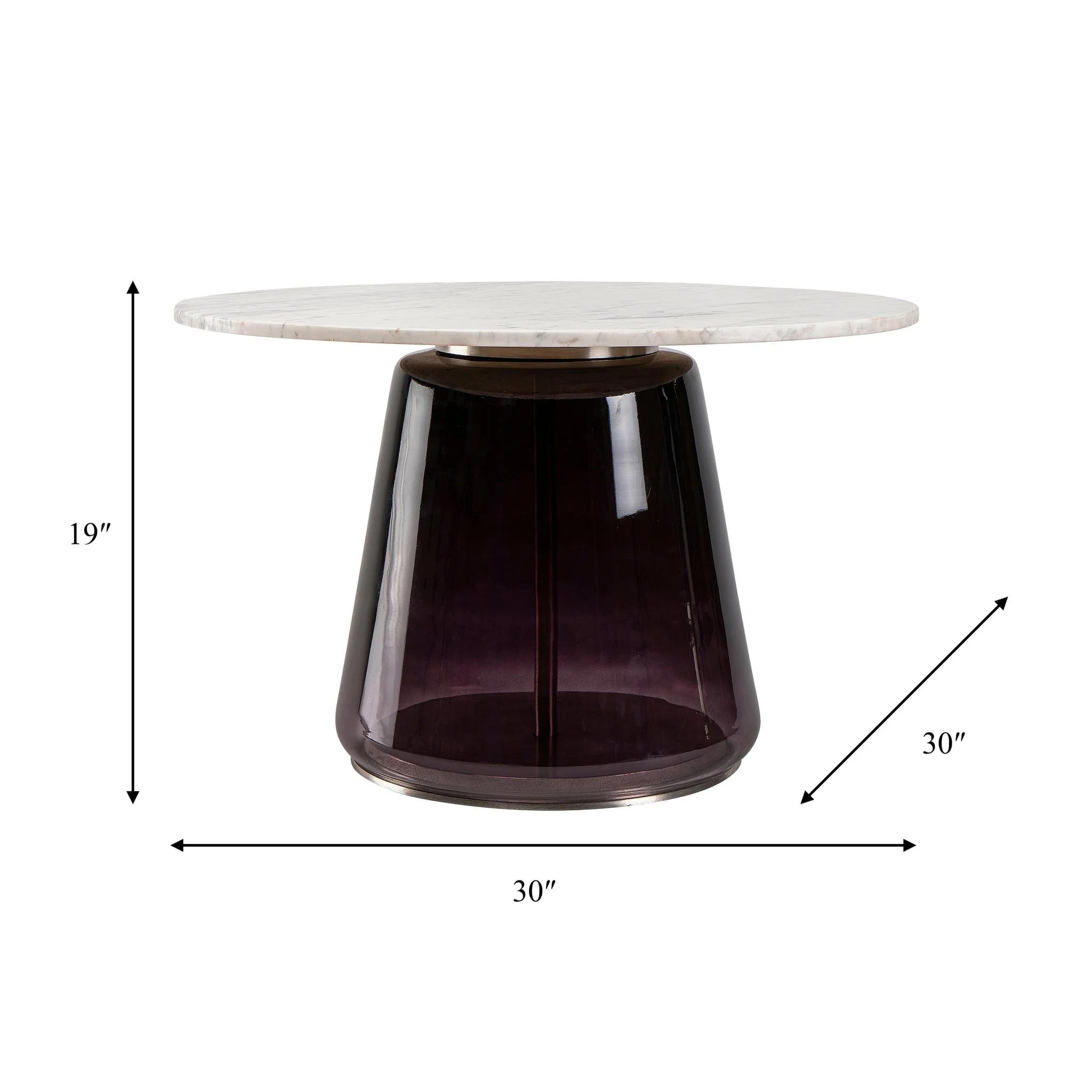 Marble Top, 19"h Coffee Table Gls Base, Multi, 2bx - Image 3