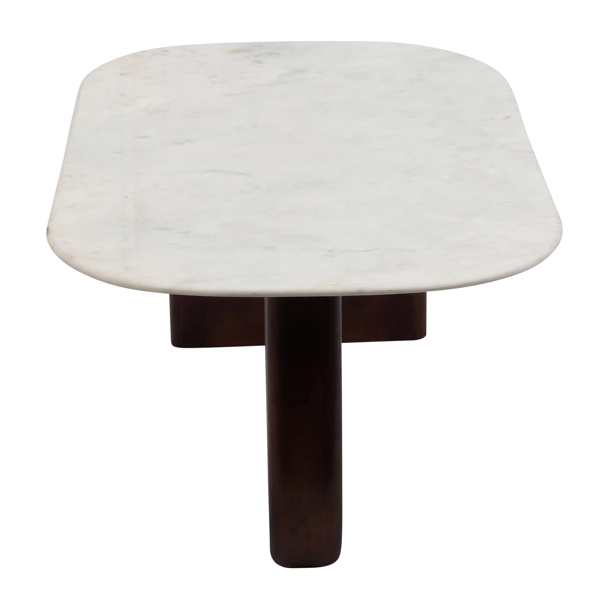Marble/wood, 48"dx16"h Coffee Tbl, Wlnt/wht Kd - Image 3