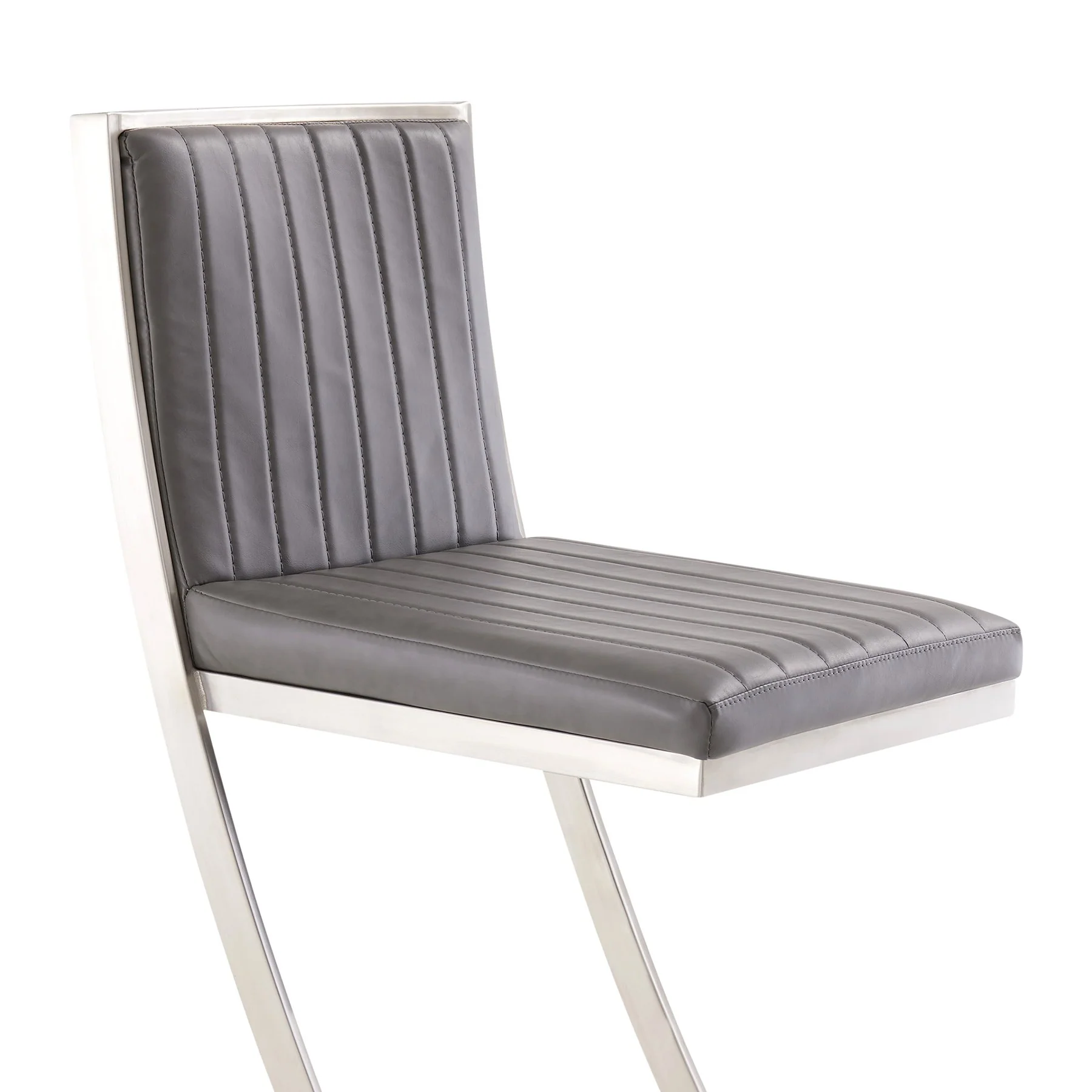 Marc 26" Vintage Gray Faux Leather and Brushed Stainless Steel Bar Stool - Image 5
