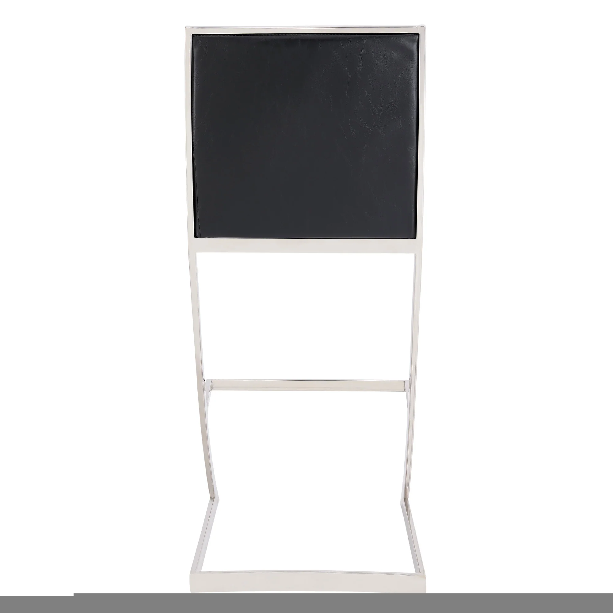 Marc 30" Vintage Black Faux Leather and Brushed Stainless Steel Bar Stool - Image 4