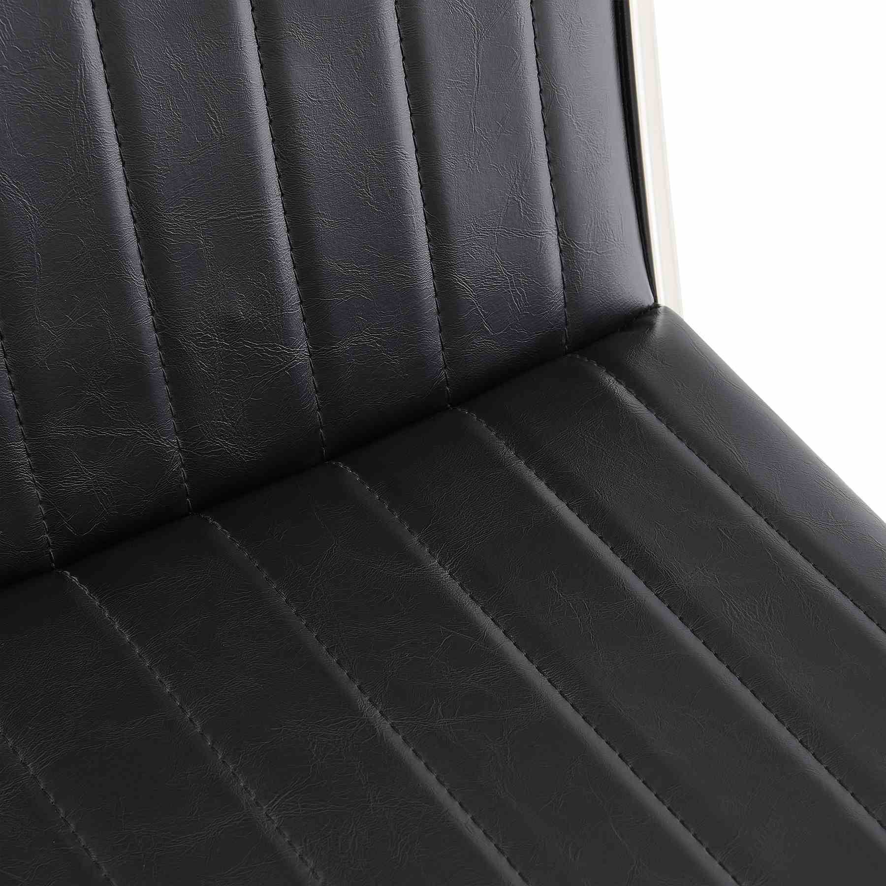 Marc 30" Vintage Black Faux Leather and Brushed Stainless Steel Bar Stool - Image 7