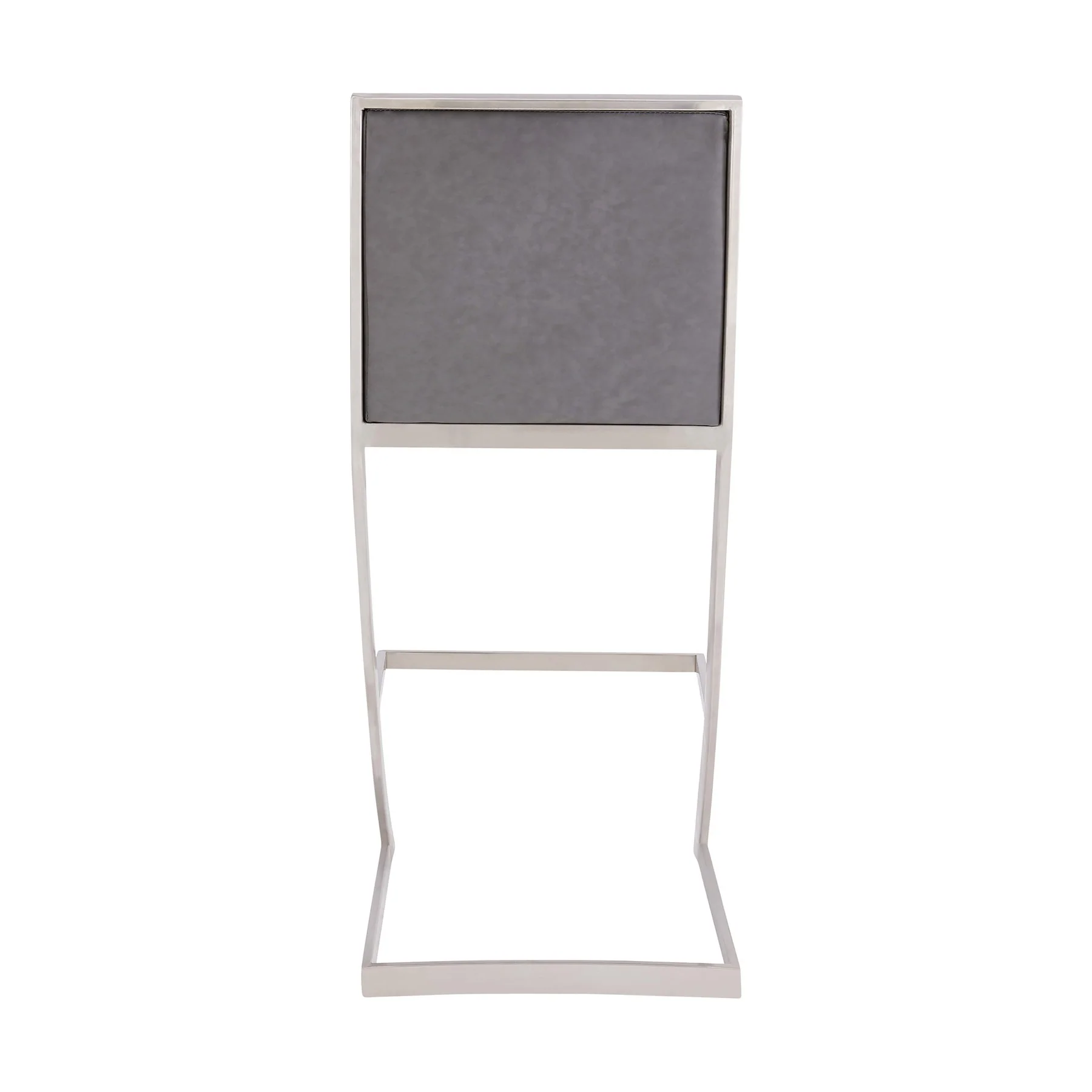 Marc 30" Vintage Gray Faux Leather and Brushed Stainless Steel Bar Stool - Image 4