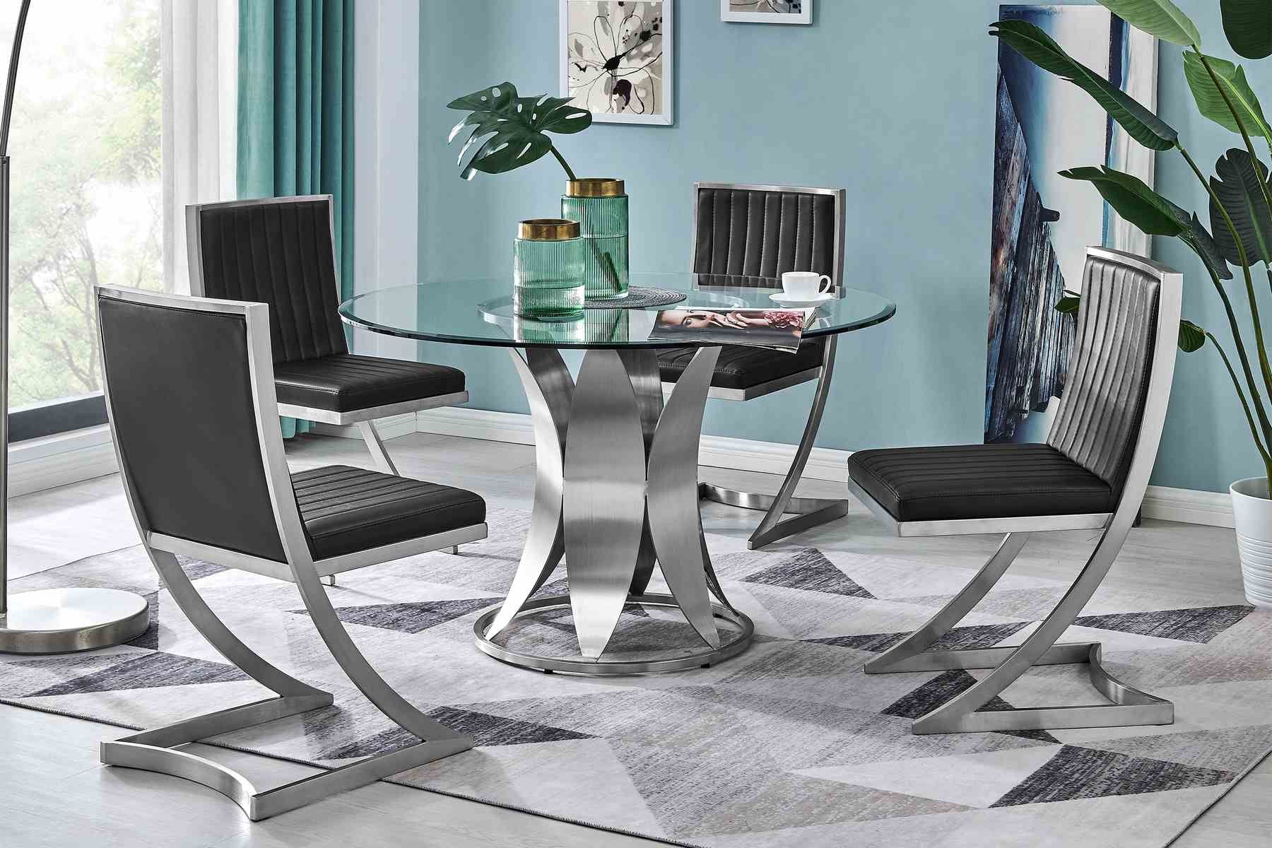 Marc Vintage Black Faux Leather and Brushed Stainless Steel Dining Room Chairs - Set of 2 - Image 10
