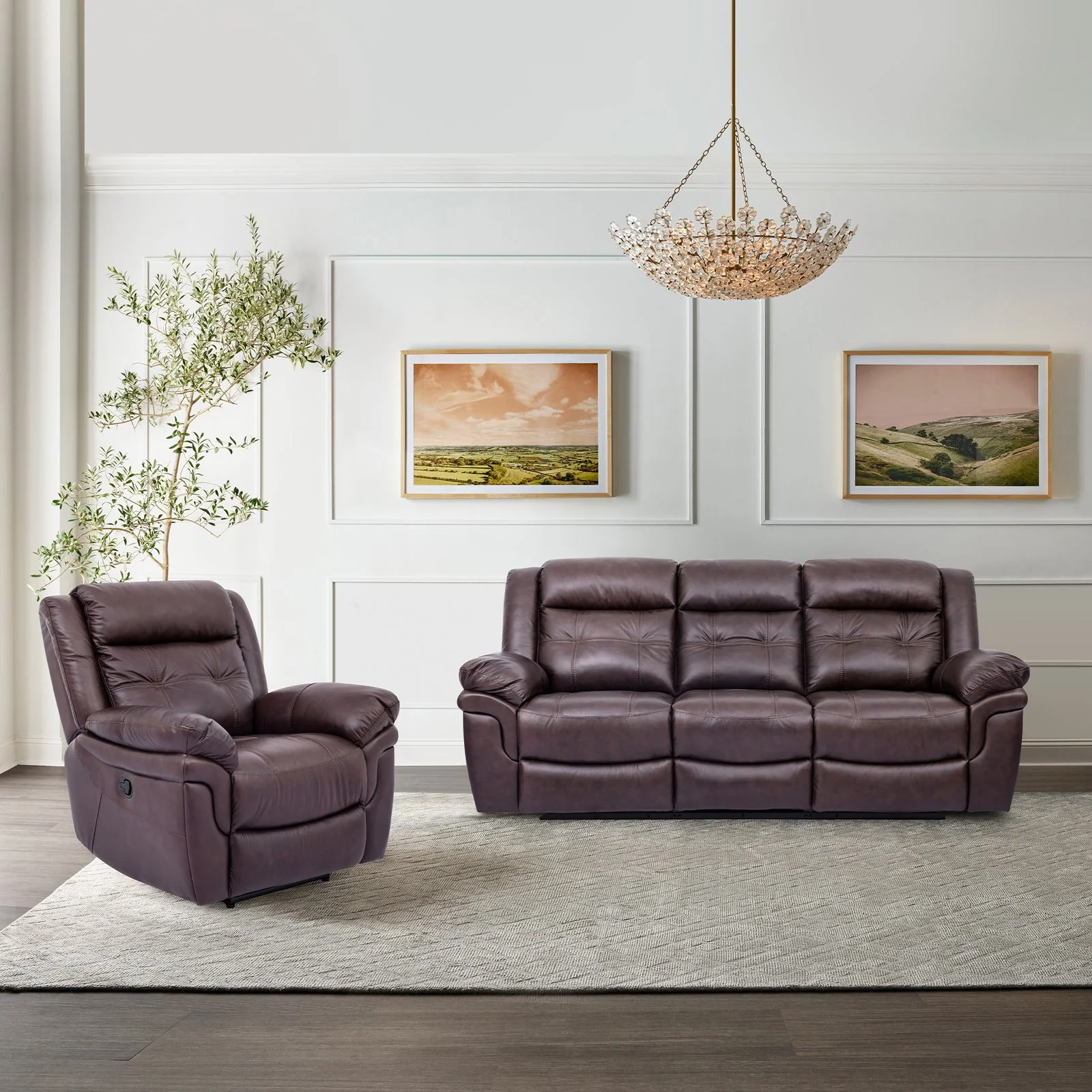 Marcel Manual Recliner Chair in Dark Brown Leather - Image 11
