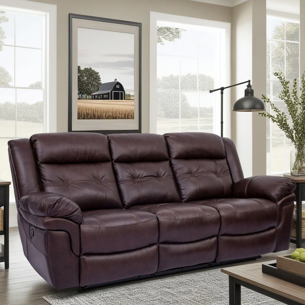 Marcel Manual Reclining Sofa in Dark Brown Leather - Image 10