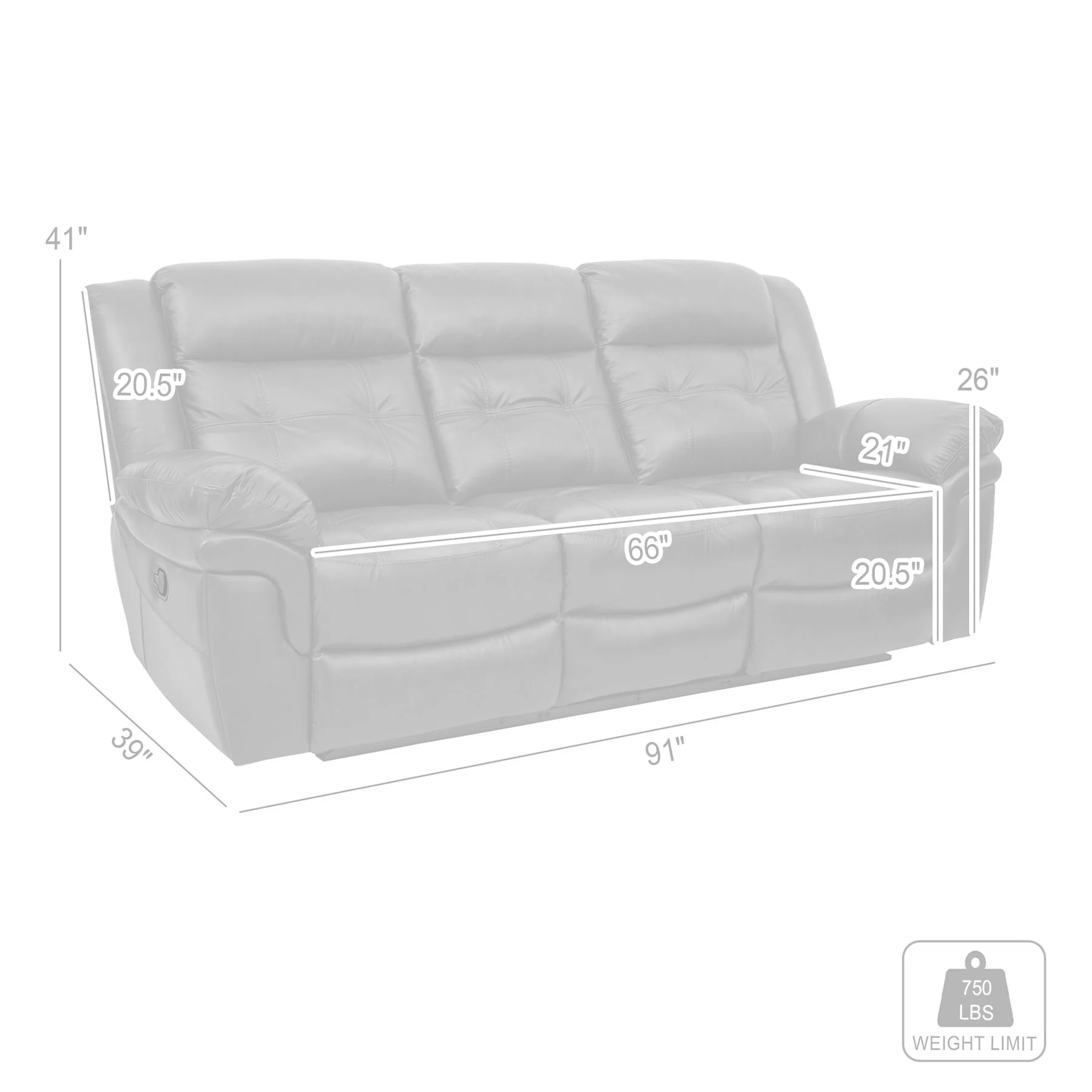 Marcel Manual Reclining Sofa in Dark Brown Leather - Image 9