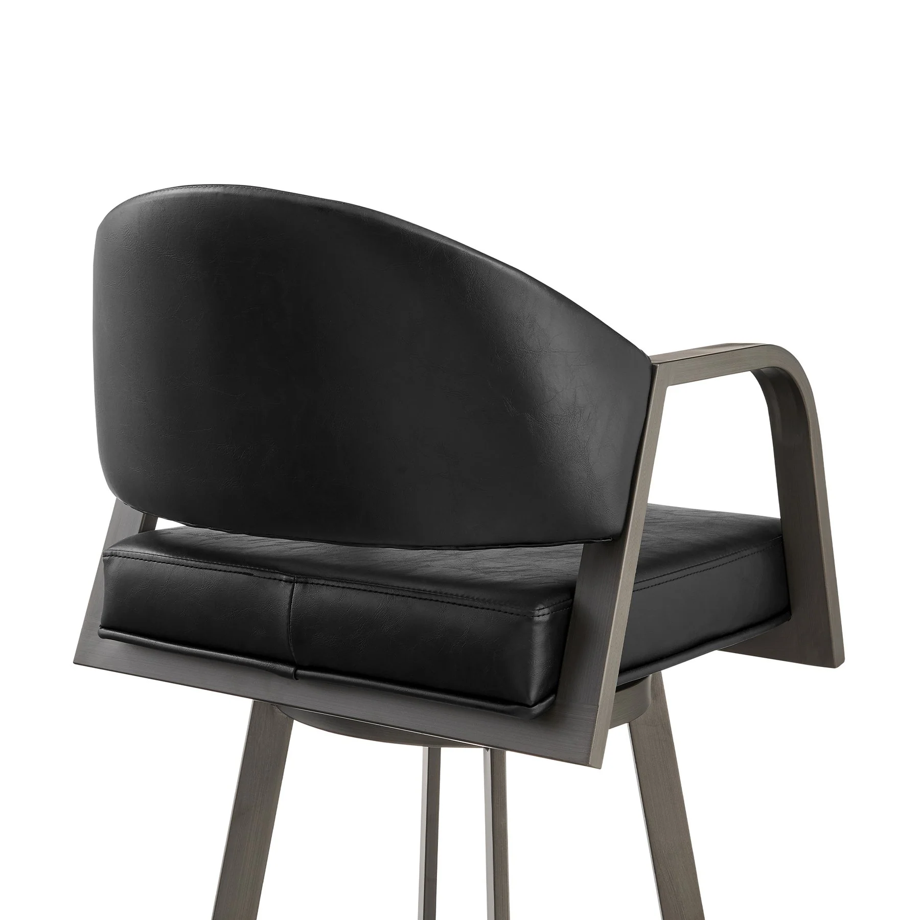 Marcie 26" Swivel Counter Stool in Mineral Finish and Vintage Black Faux Leather - Image 5