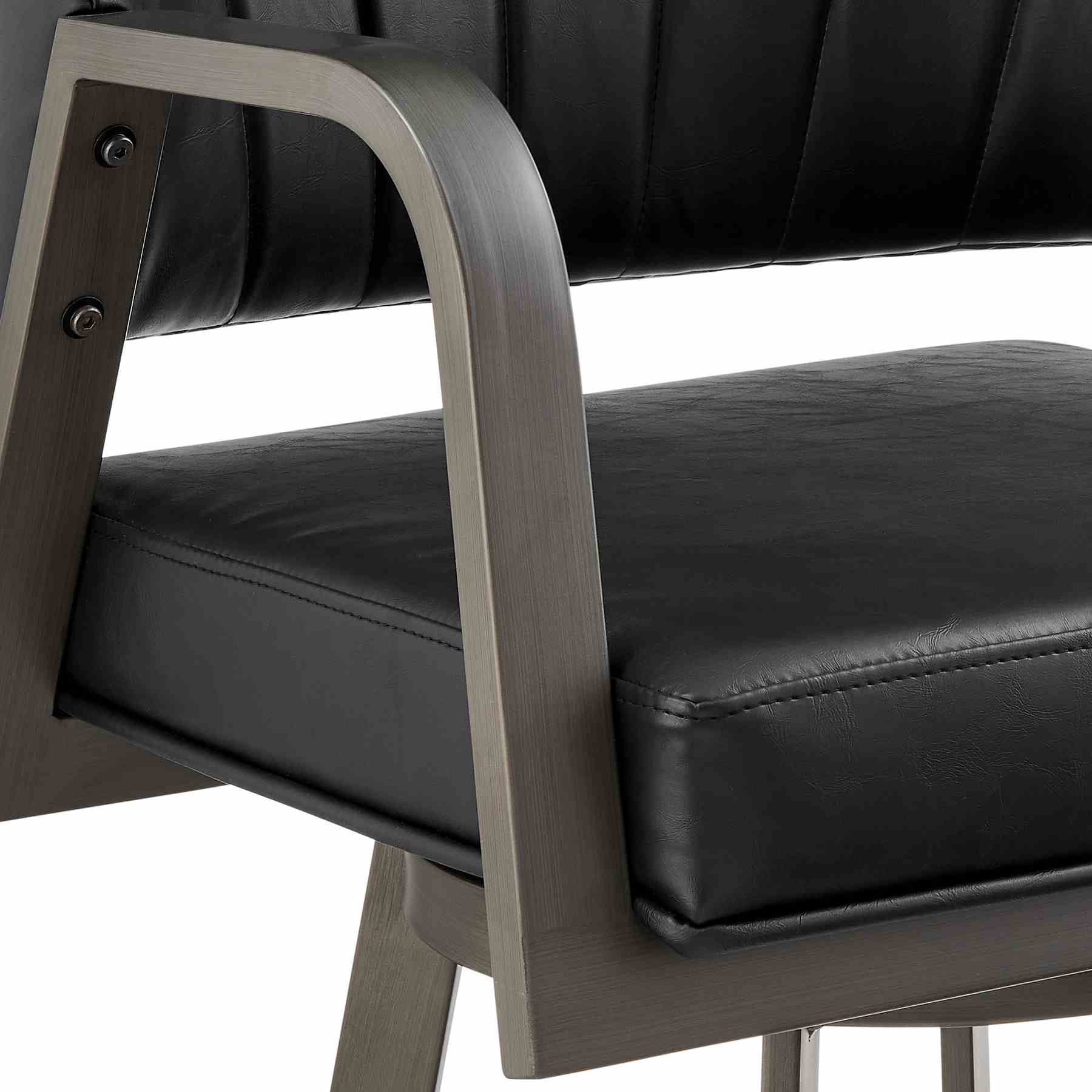 Marcie 26" Swivel Counter Stool in Mineral Finish and Vintage Black Faux Leather - Image 6