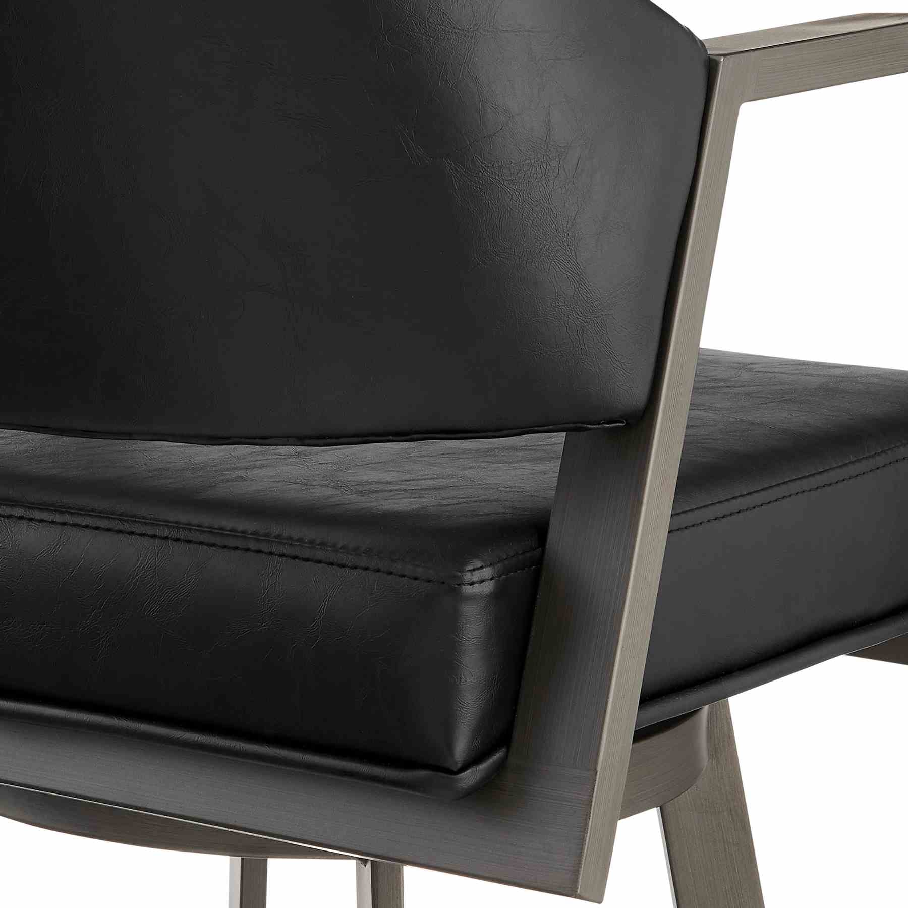 Marcie 26" Swivel Counter Stool in Mineral Finish and Vintage Black Faux Leather - Image 7