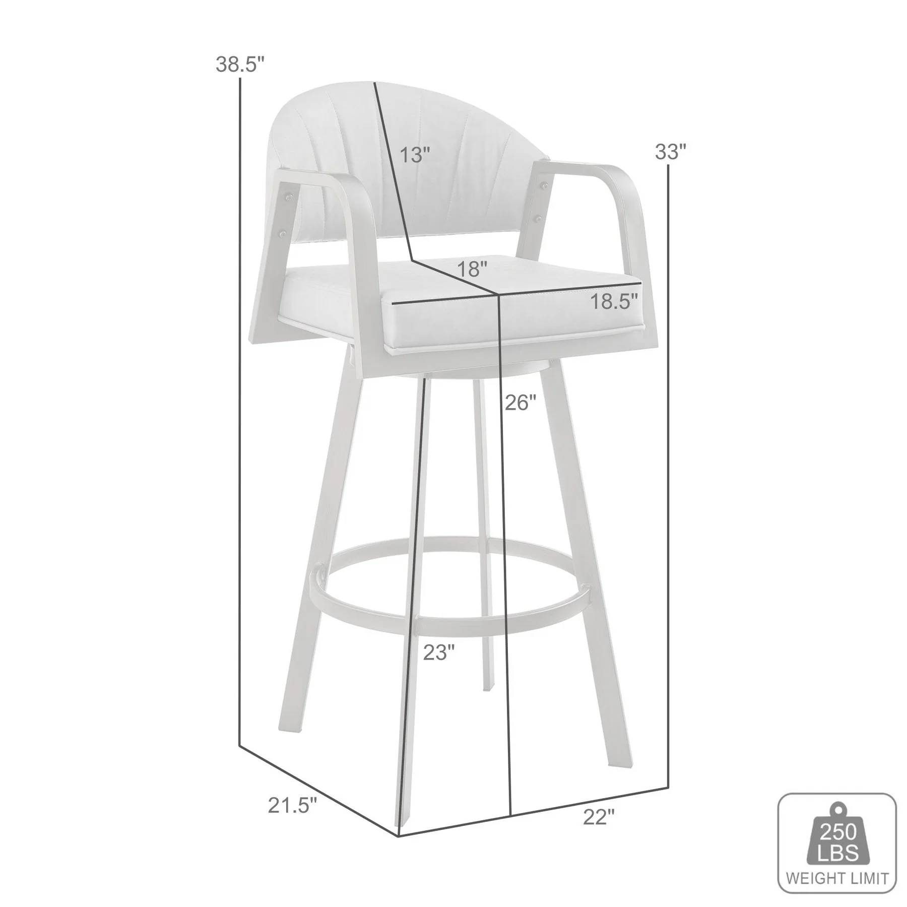 Marcie 26" Swivel Counter Stool in Mineral Finish and Vintage Black Faux Leather - Image 9