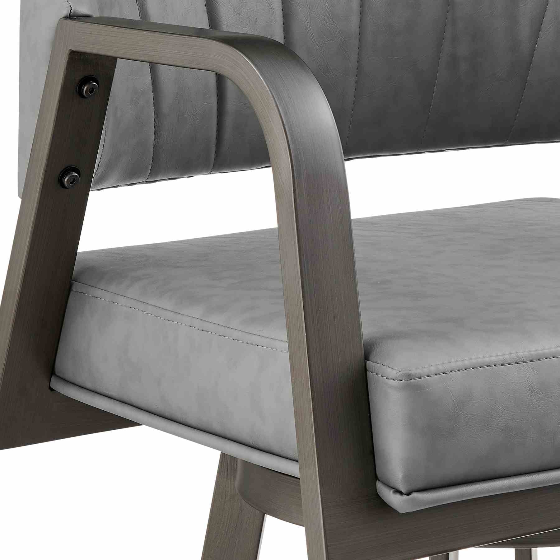 Marcie 26" Swivel Counter Stool in Mineral Finish and Vintage Gray Faux Leather - Image 6