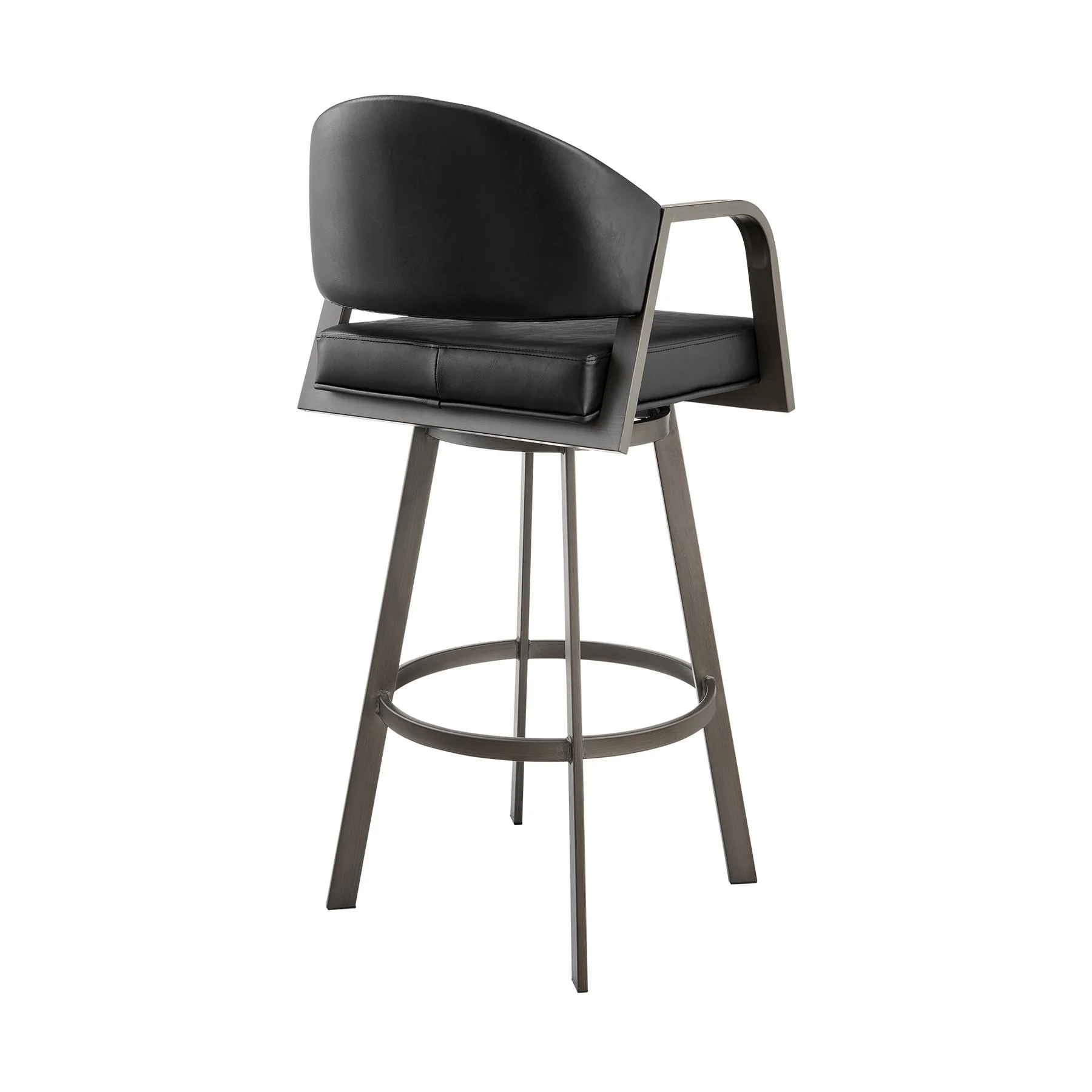 Marcie 30" Swivel Bar Stool in Mineral Finish and Vintage Black Faux Leather - Image 3
