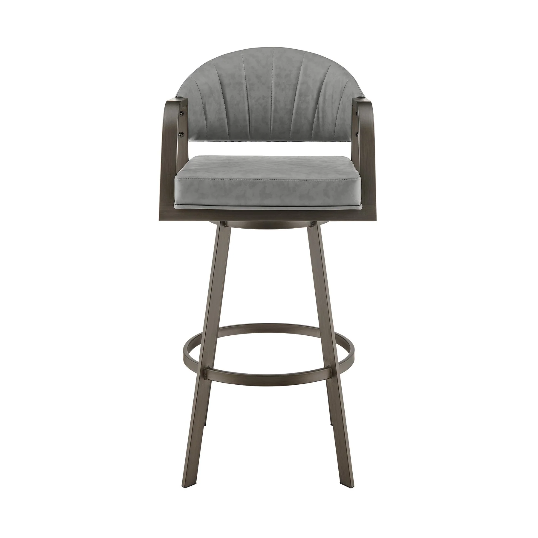 Marcie 30" Swivel Bar Stool in Mineral Finish and Vintage Gray Faux Leather - Image 2