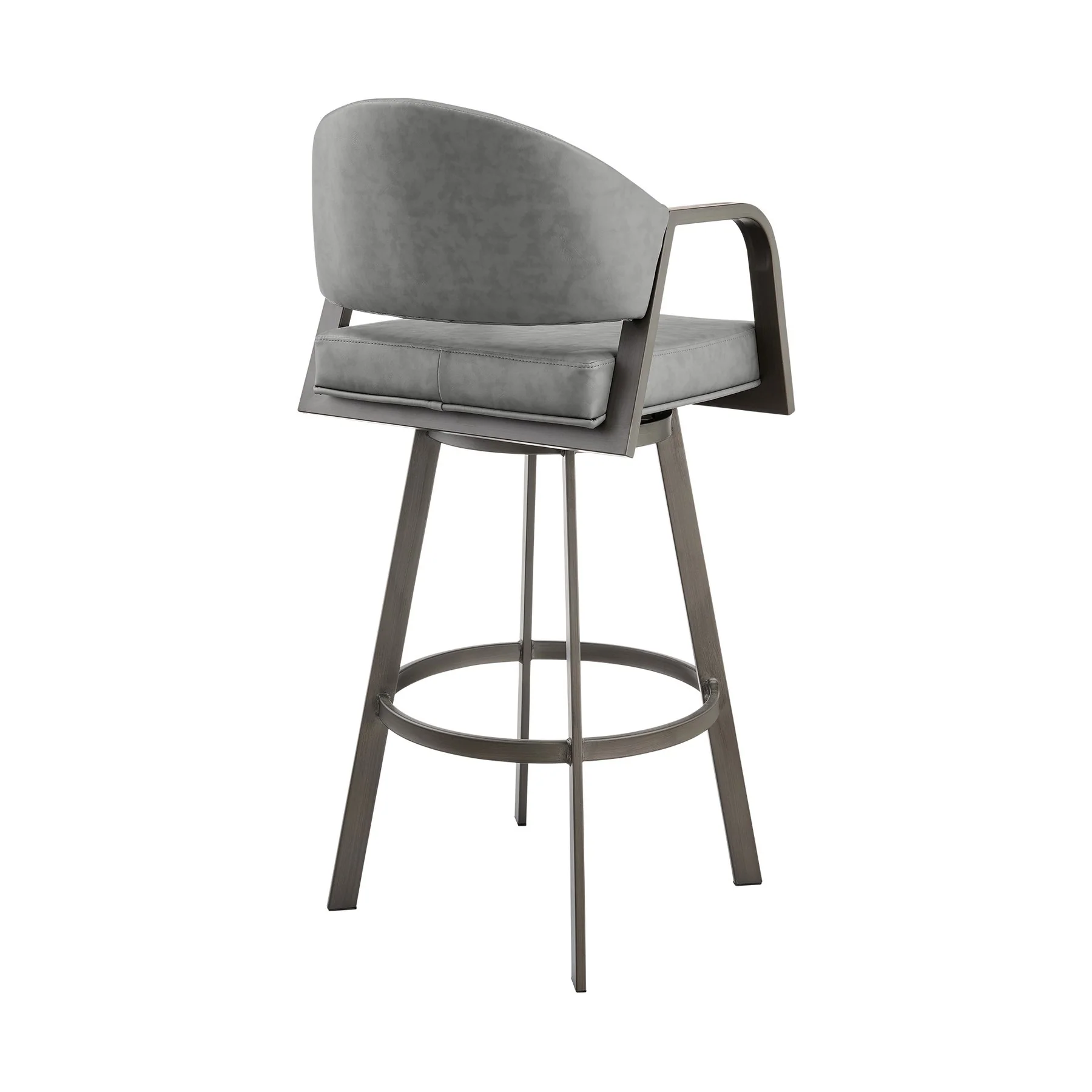 Marcie 30" Swivel Bar Stool in Mineral Finish and Vintage Gray Faux Leather - Image 3
