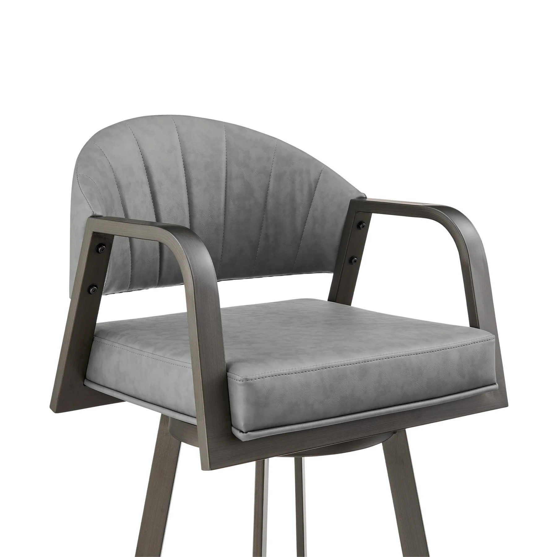 Marcie 30" Swivel Bar Stool in Mineral Finish and Vintage Gray Faux Leather - Image 4