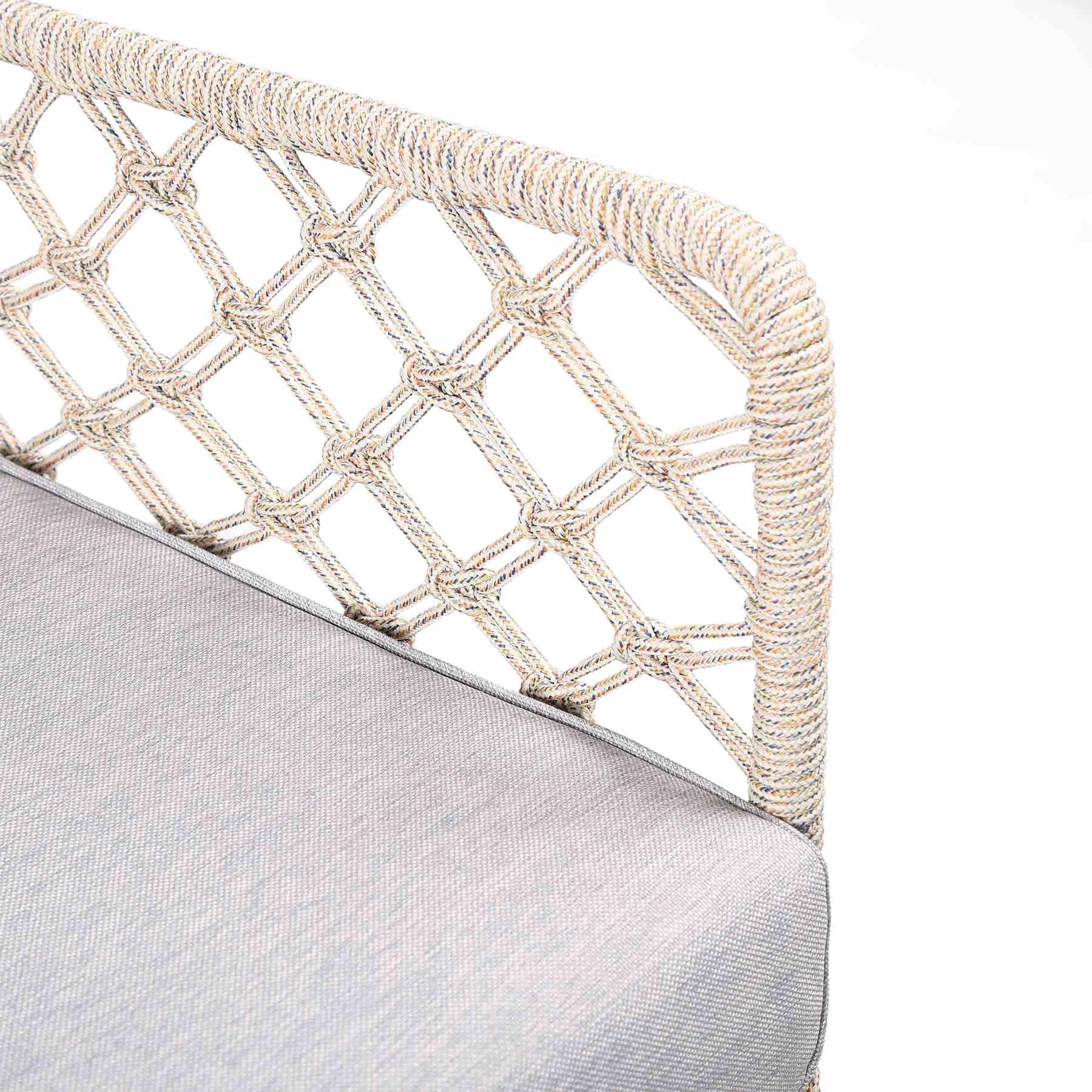 Marco Indoor Outdoor Steel Lounge Chair with Natural Springs Rope and Gray Cushion - Image 5