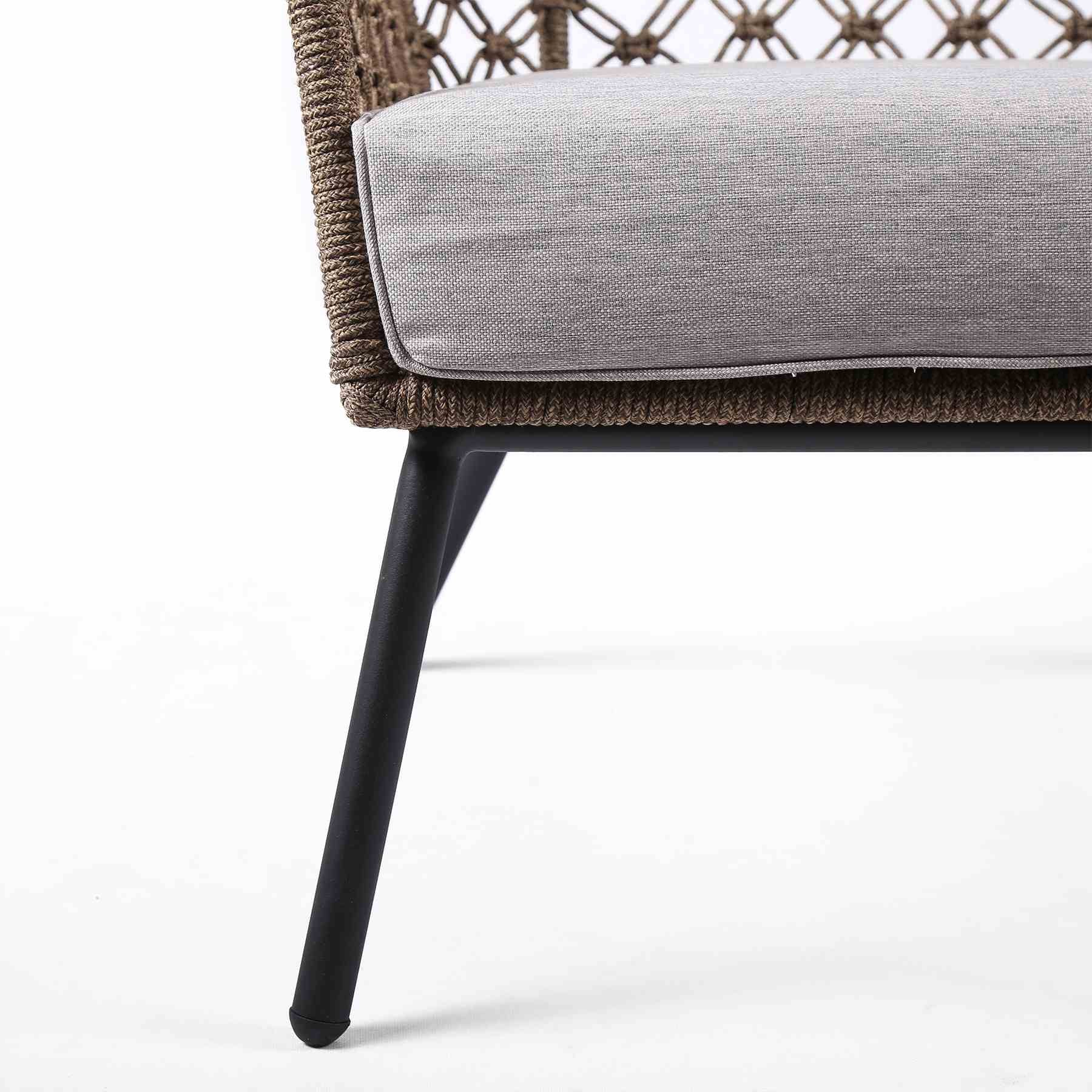 Marco Indoor Outdoor Steel Lounge Chair with Truffle Rope and Gray Cushion - Image 6