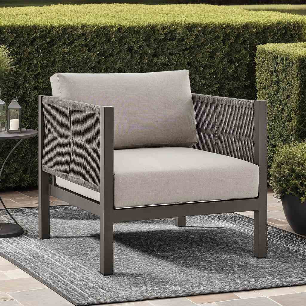 Mareike Aluminum and Rope Outdoor Chair in Brown - Image 8